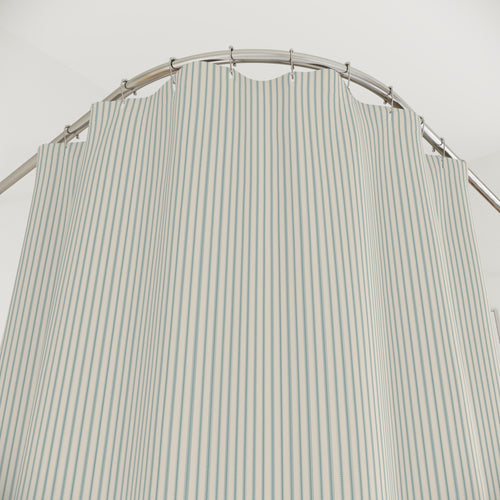 Aqua Ticking Stripe Shower Curtain