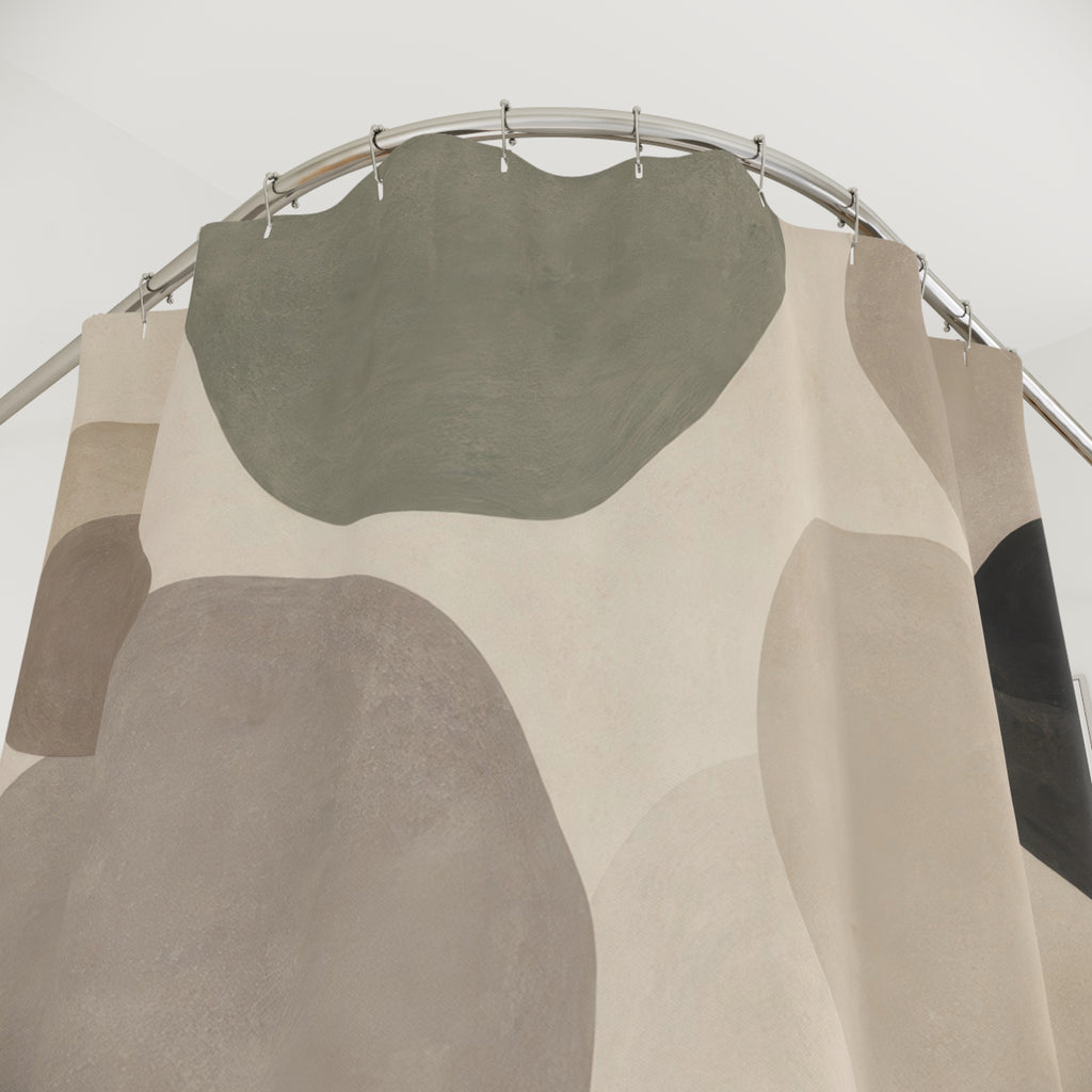 Sage Taupe Pebble Shape Shower Curtain