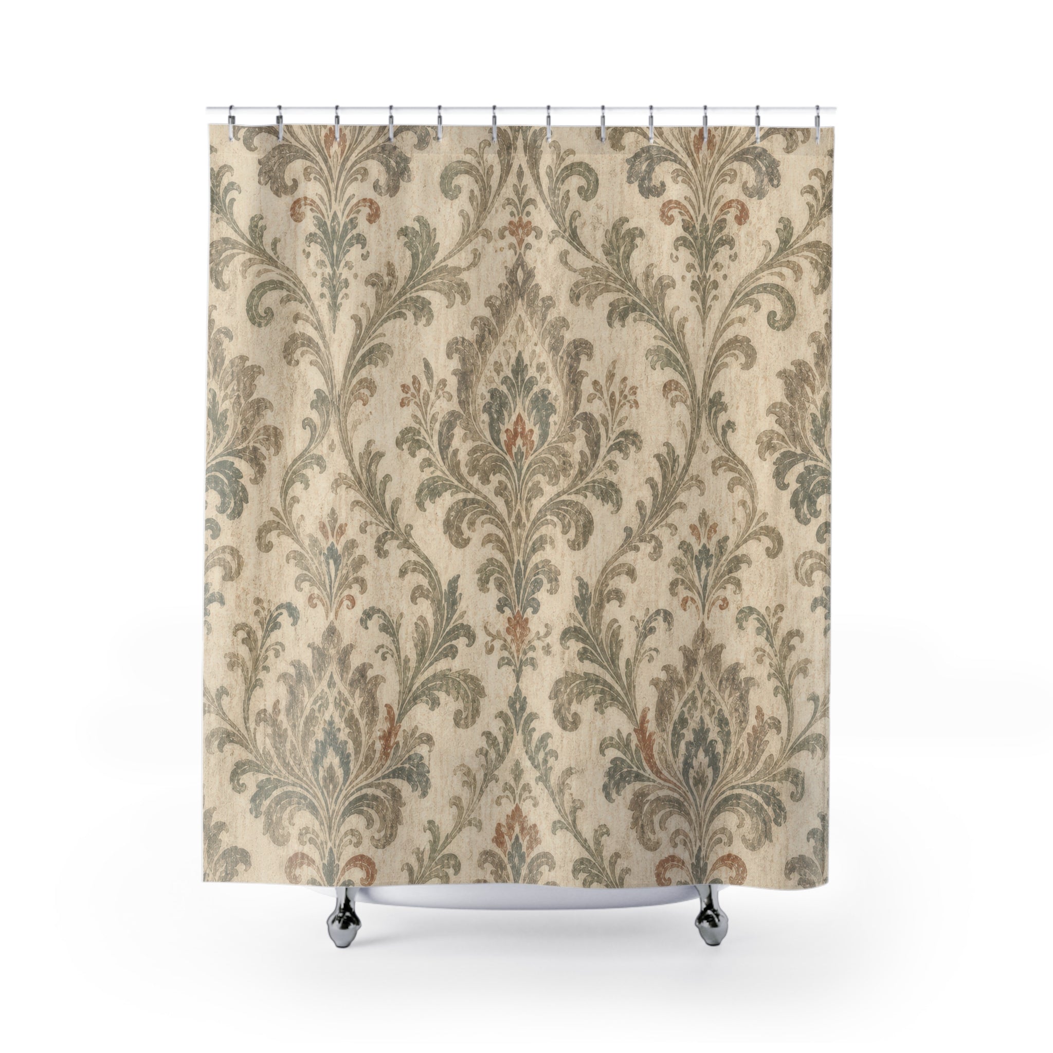 Beige Taupe Medallion Scroll Shower Curtain