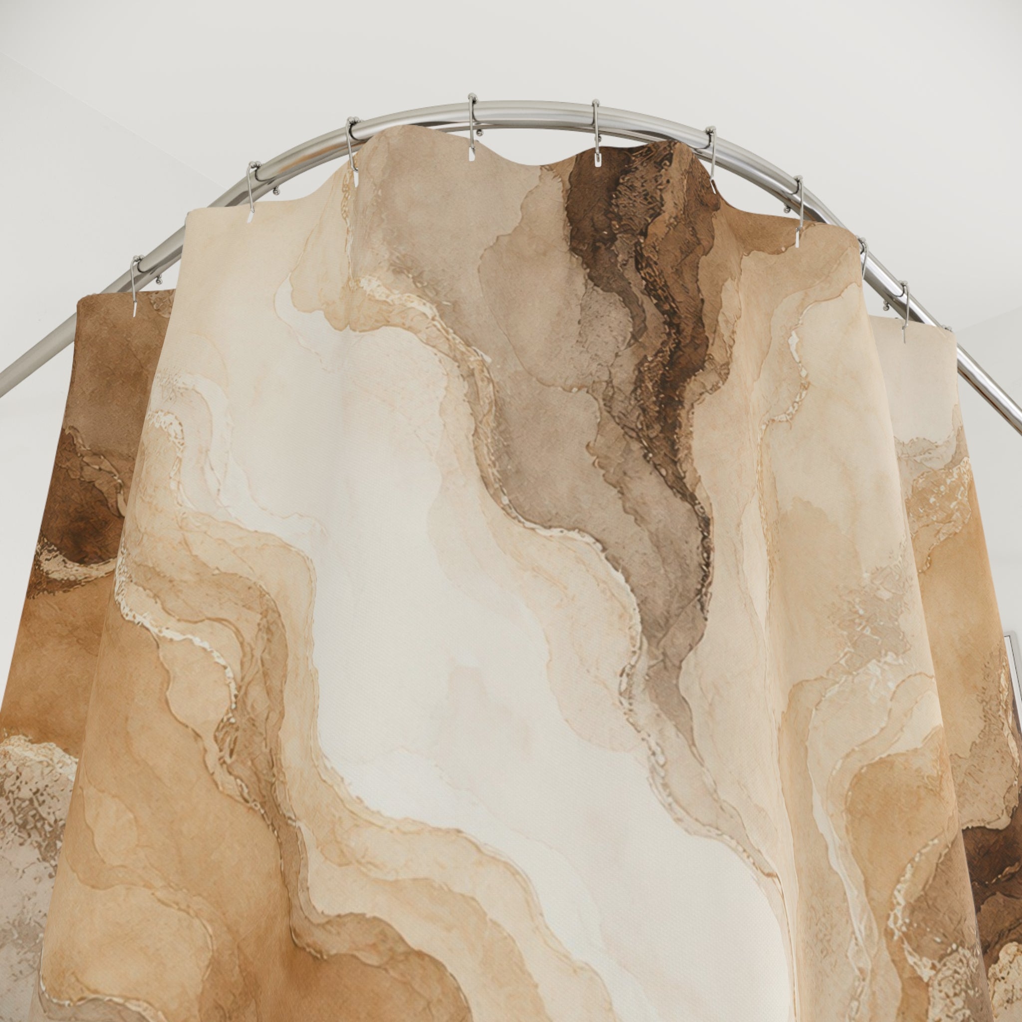 Brown Beige Abstract Stone Shower Curtain