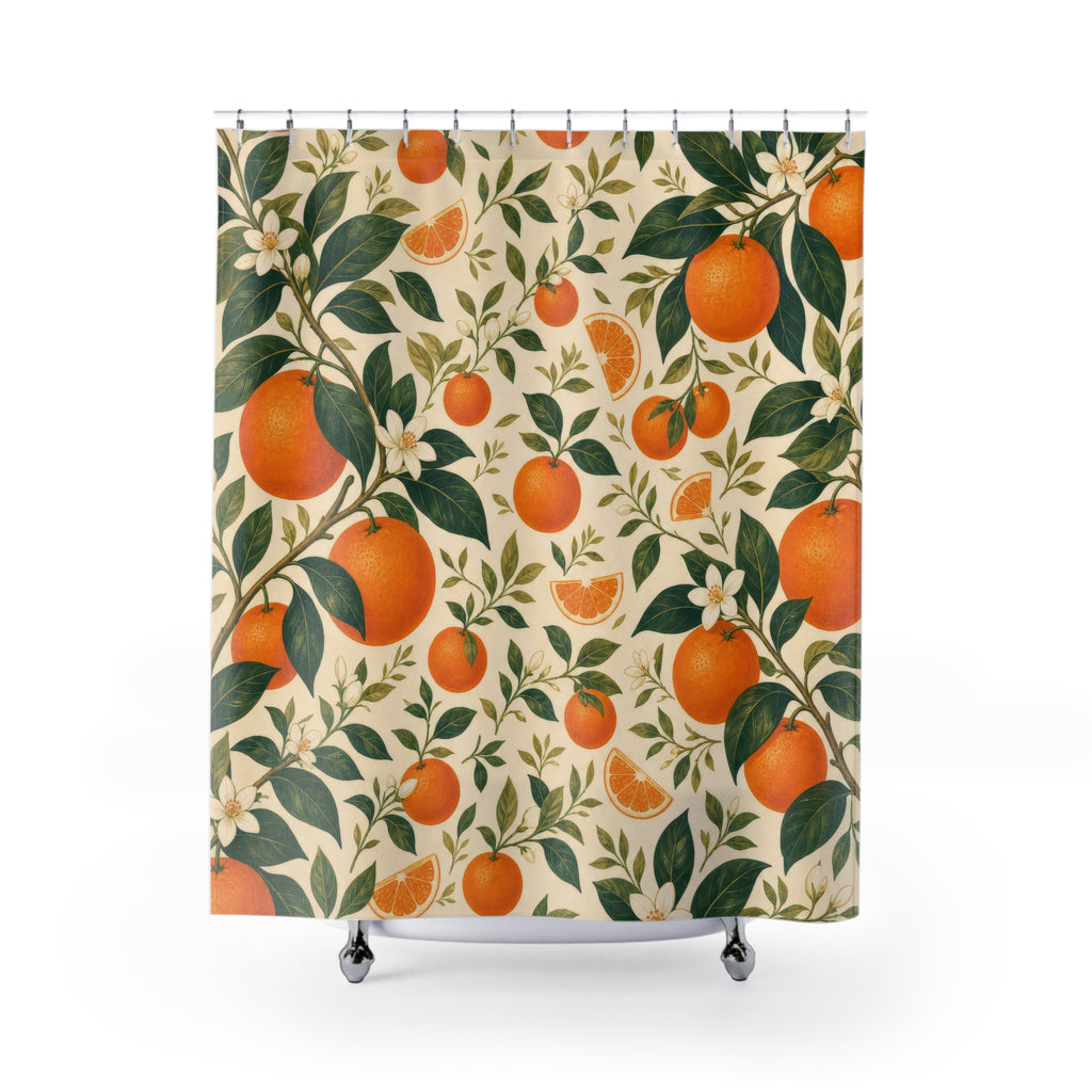 Citrus Fruit Orange Floral Botanical Cottage Cottagecore Shower Curtain