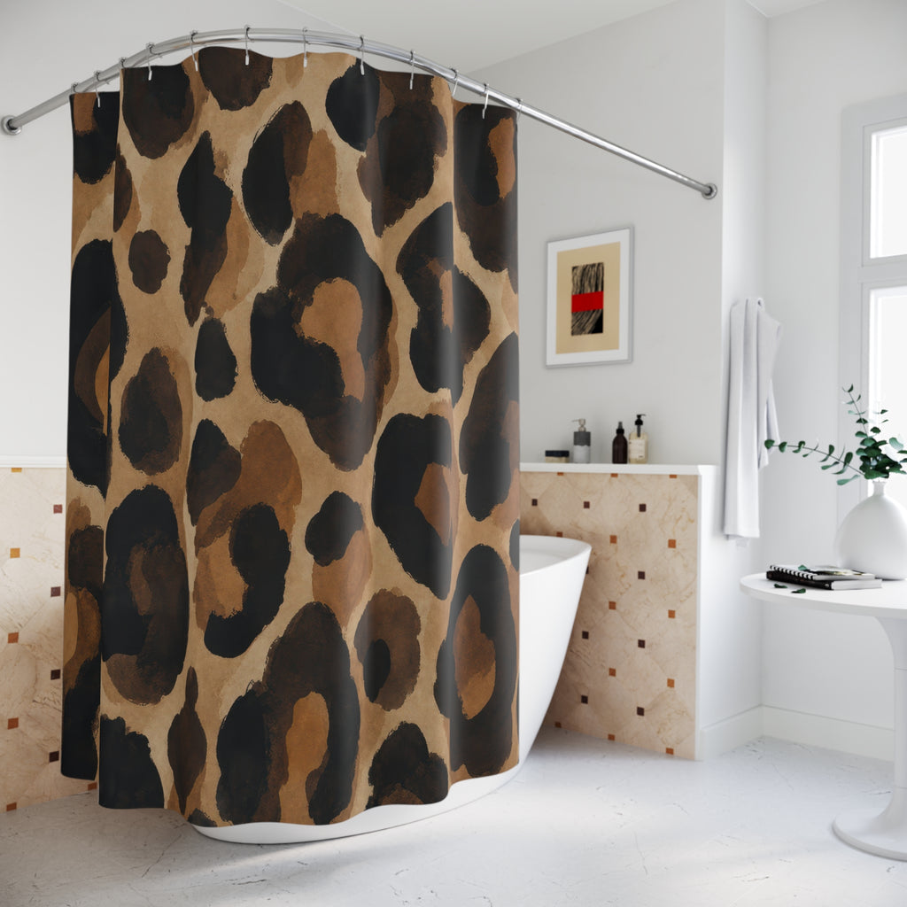 Black Brown Animal Print Shower Curtain