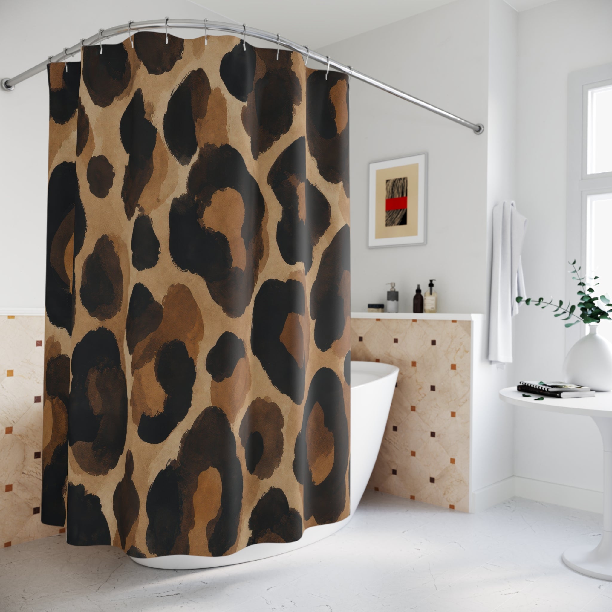 Black Brown Animal Print Shower Curtain