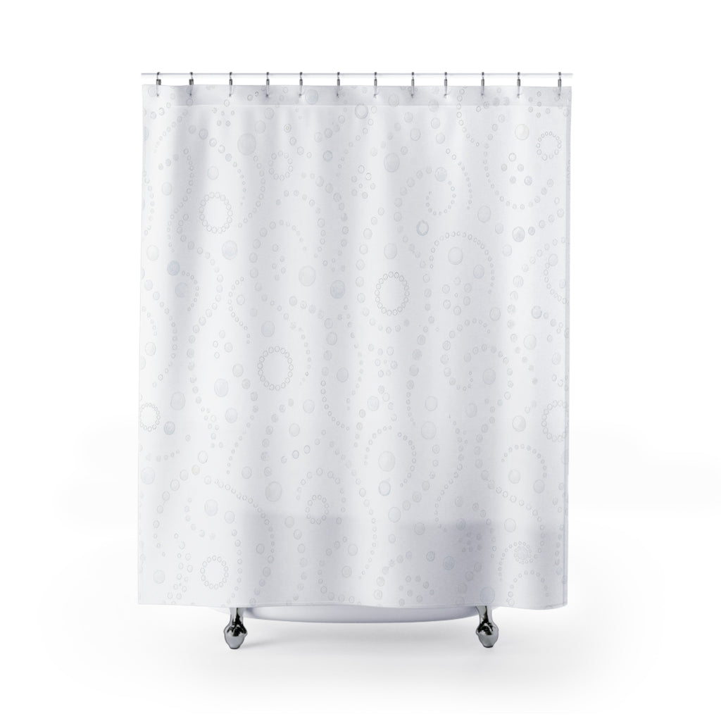 White Boho Shower Curtain, Paisley Bath Decor, Faint Floral Ornament Pattern, Guest Bathroom Decor, Soft Bohemian Style, White Boho Style
