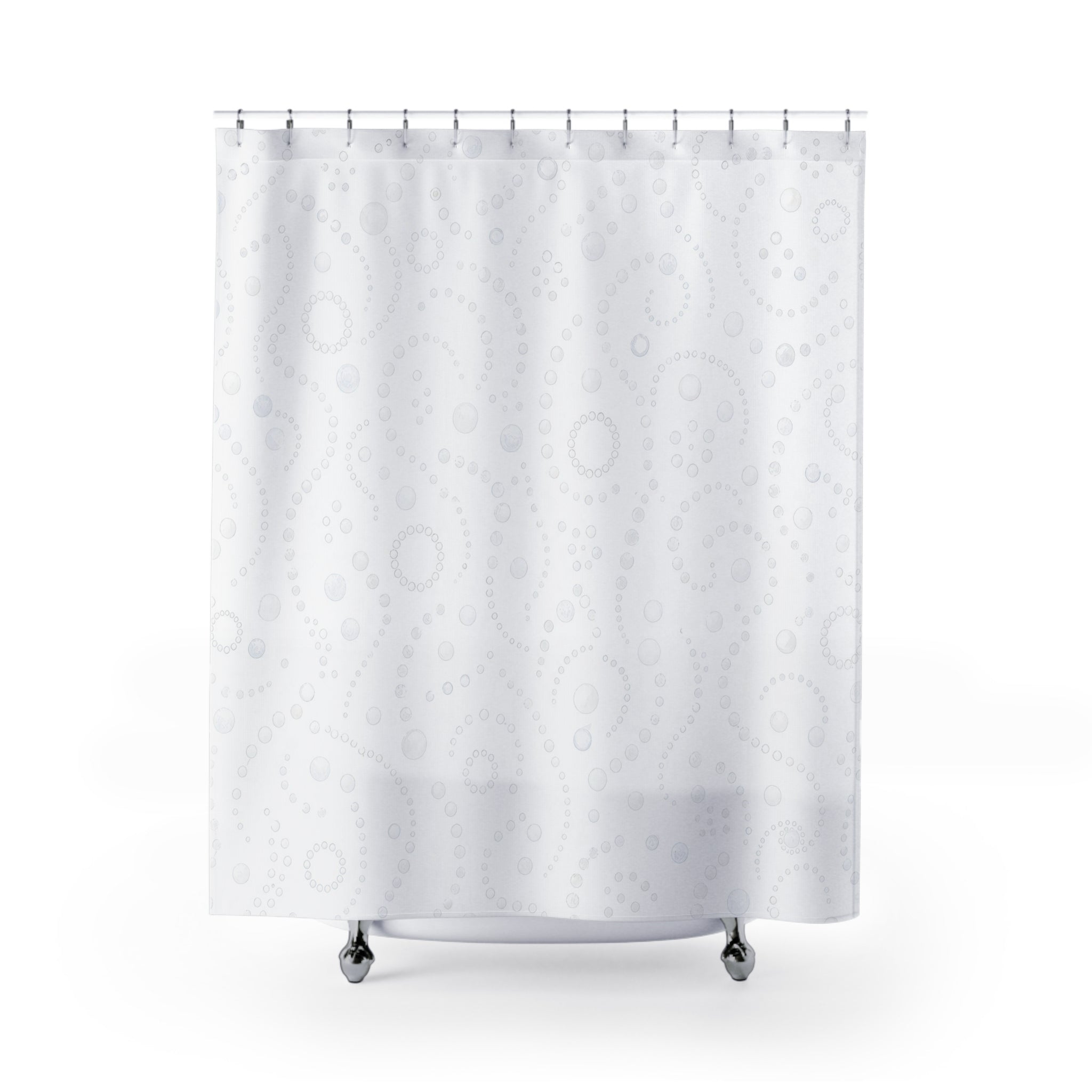 White Boho Shower Curtain, Paisley Bath Decor, Faint Floral Ornament Pattern, Guest Bathroom Decor, Soft Bohemian Style, White Boho Style