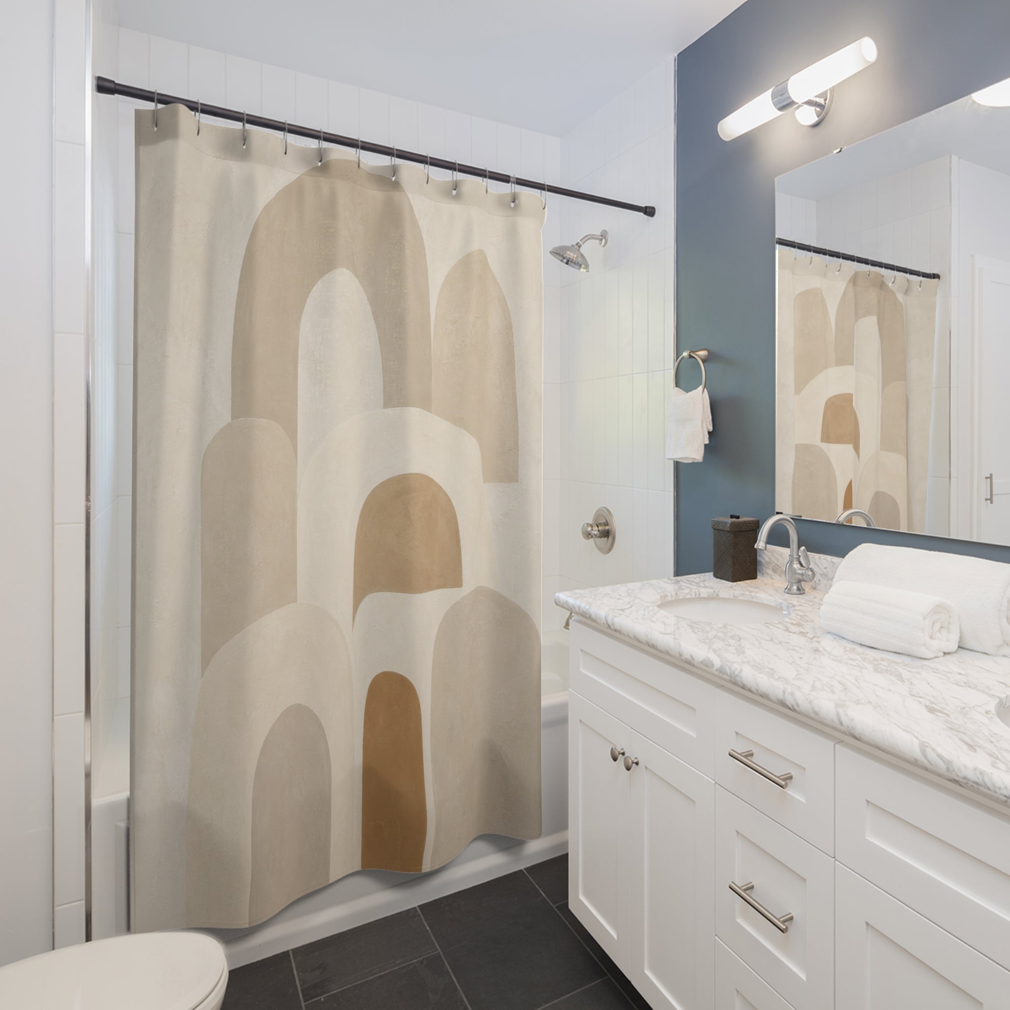 Beige Cream Arch Shower Curtain