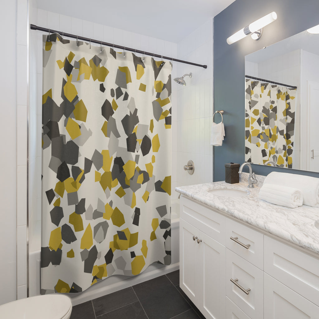 Grey Yellow Shower Curtain: Terrazzo Chip