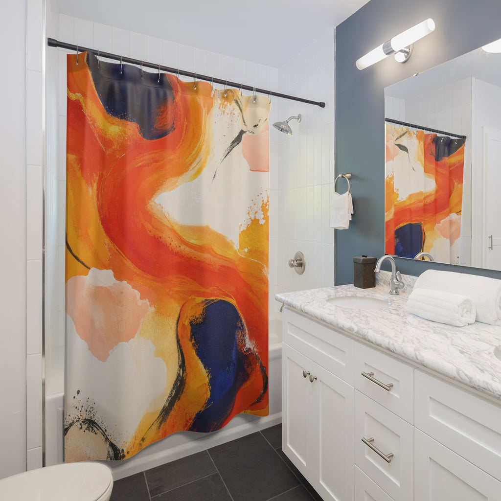 Vermilion Current Orange Shower Curtain