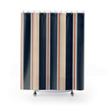Navy Red White Vertical Pinstripe Shower Curtain