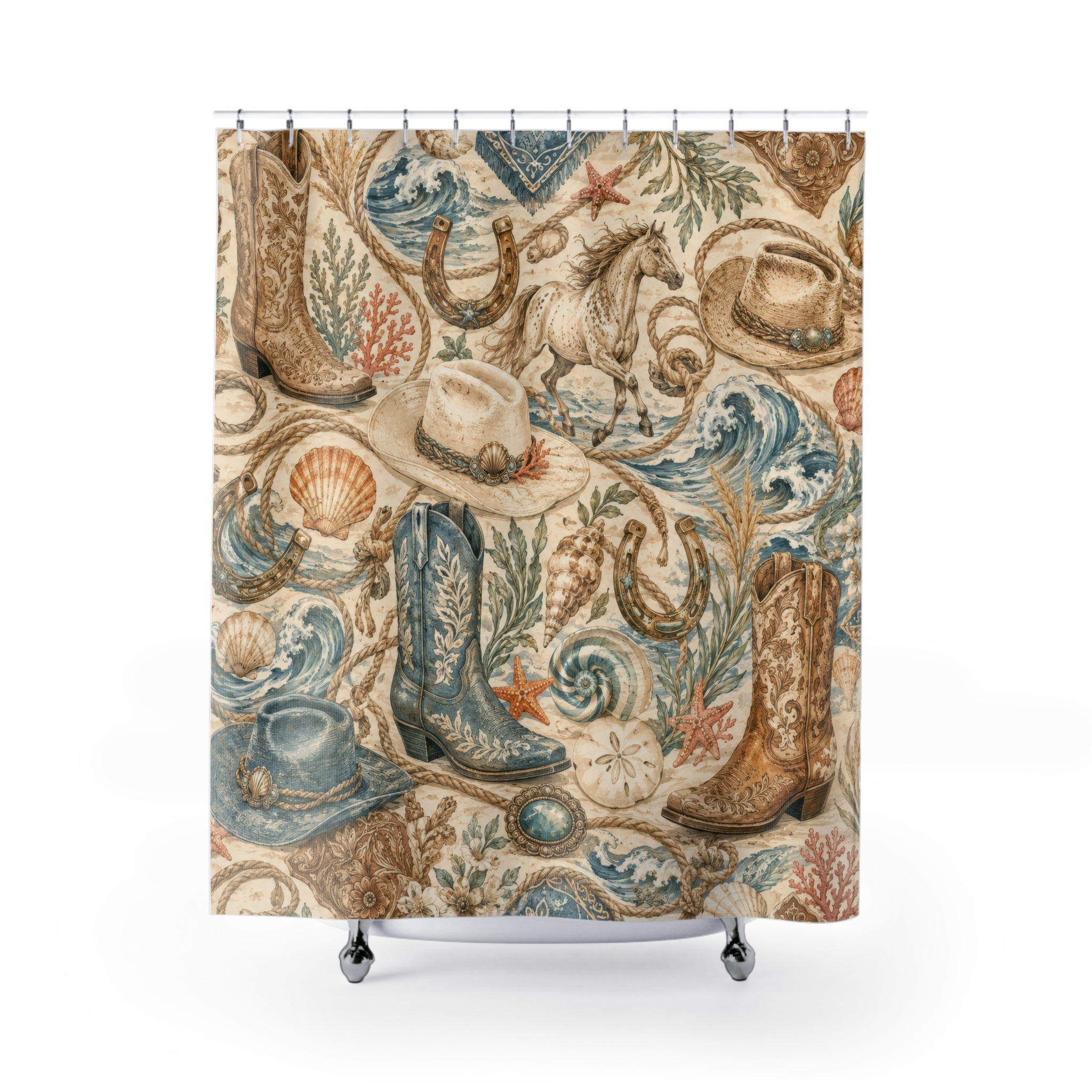 Western Boho Shower Curtain: Coastal Cowgirl