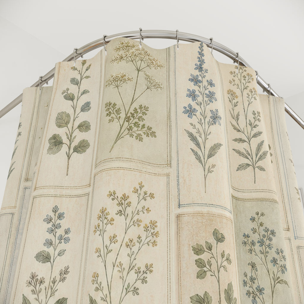 Botanical Panel Farmhouse Shower Curtain