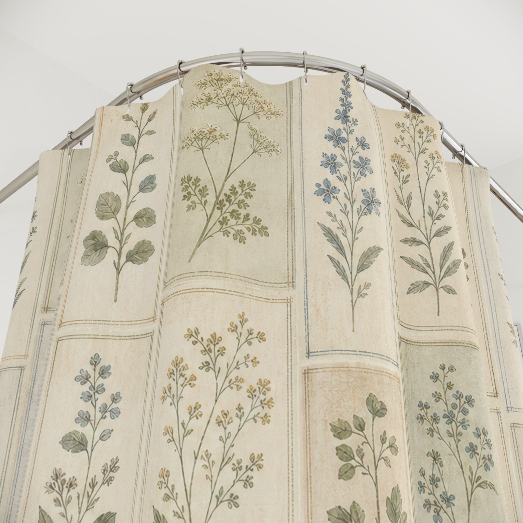 Botanical Panel Farmhouse Shower Curtain