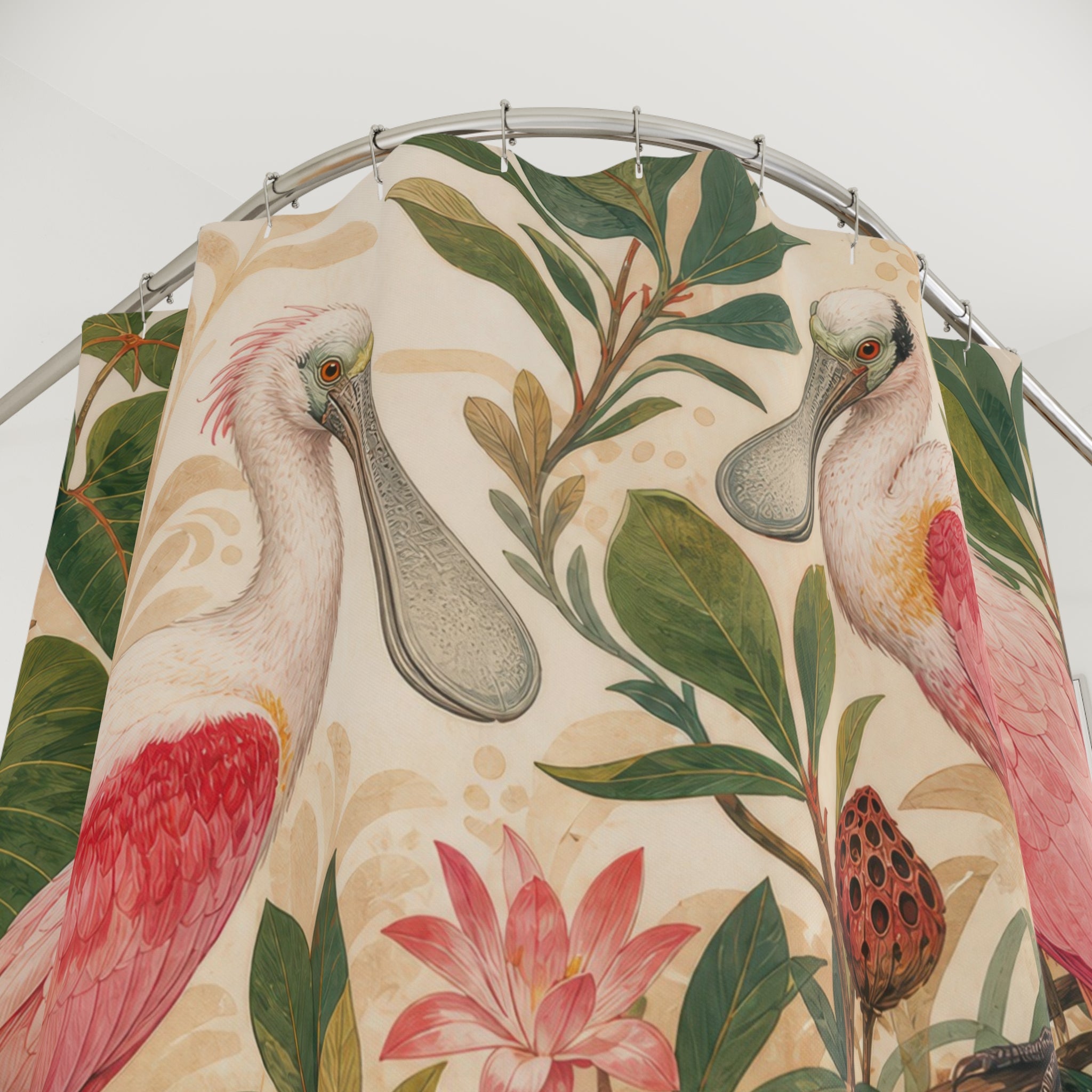 Botanical Roseate Spoonbill Shower Curtain