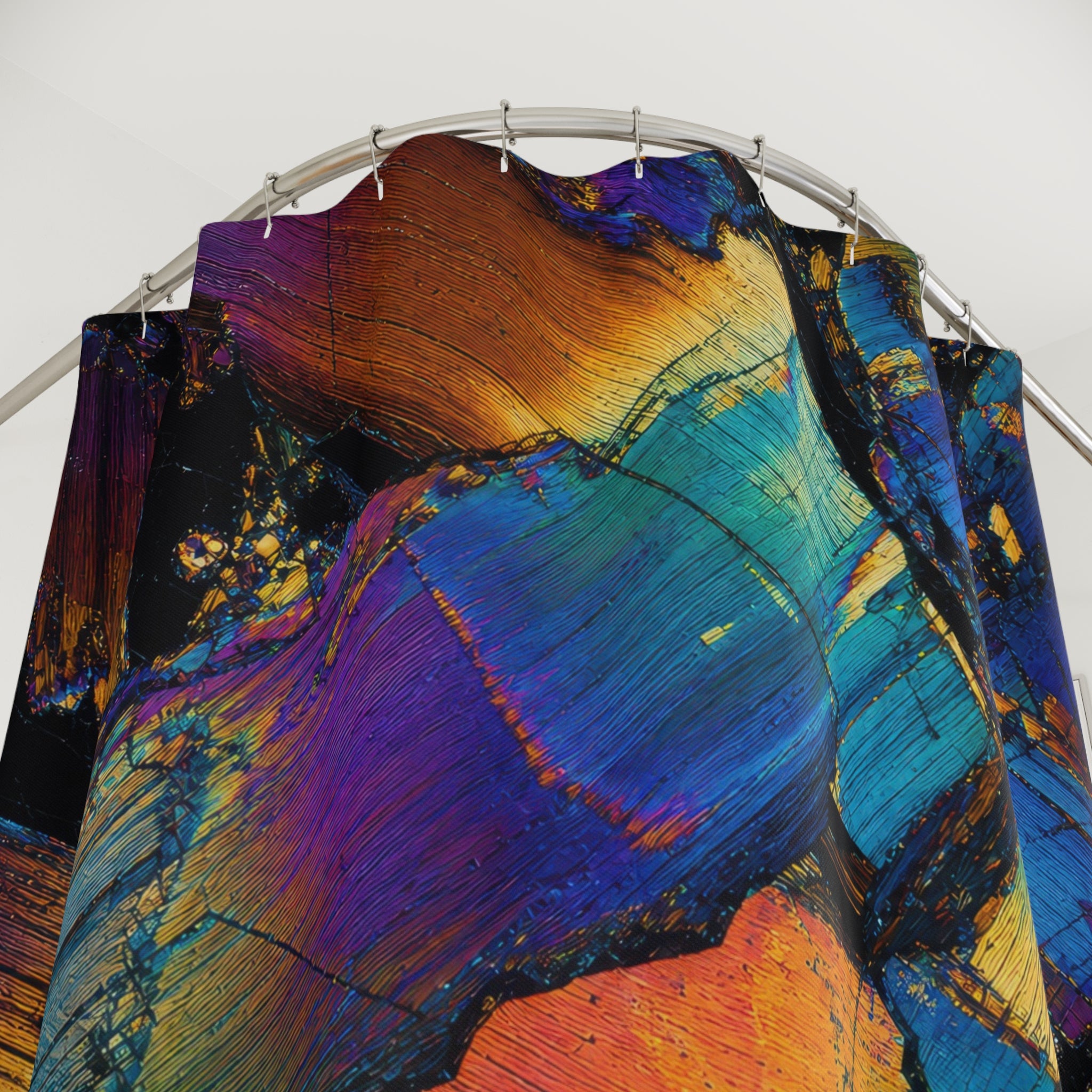 Colorful Abstract Geometric Facets Crystal Shower Curtain