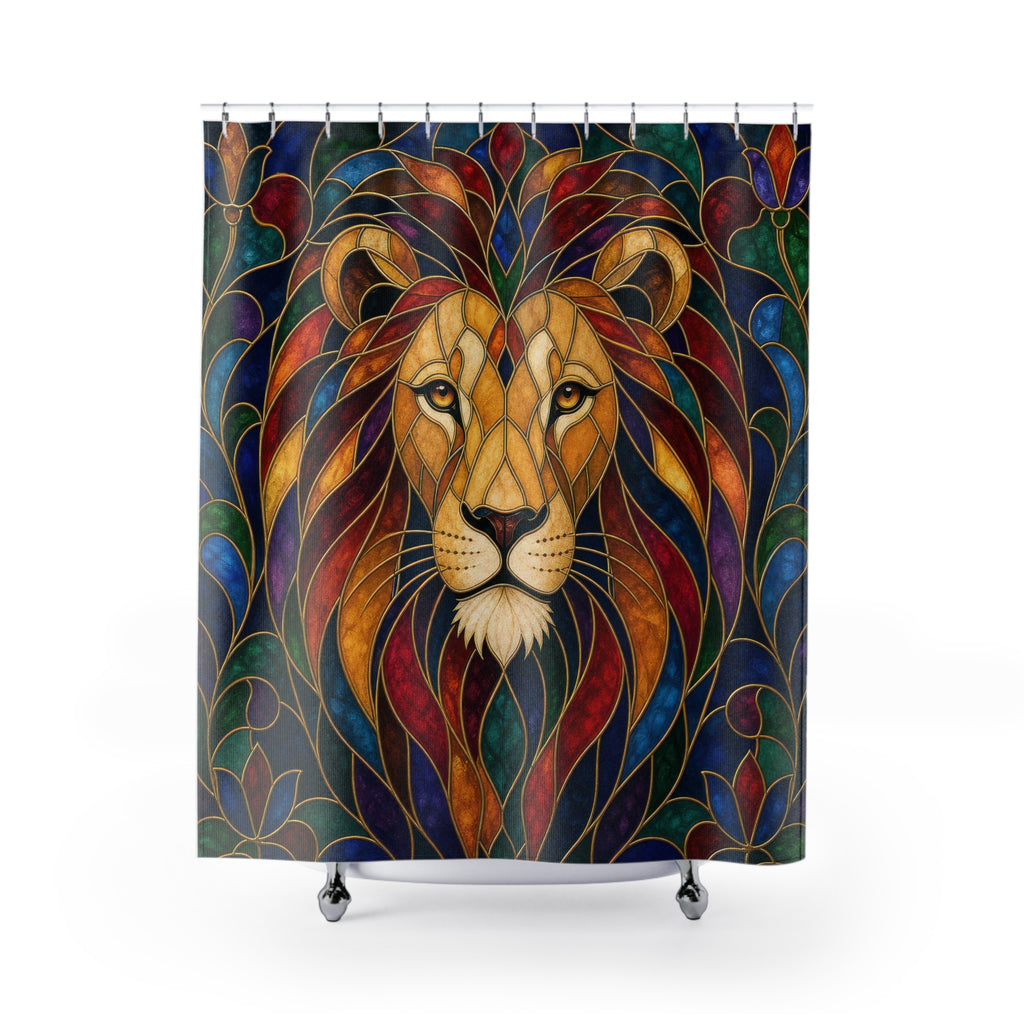 Stained Glass Lion Shower Curtain
