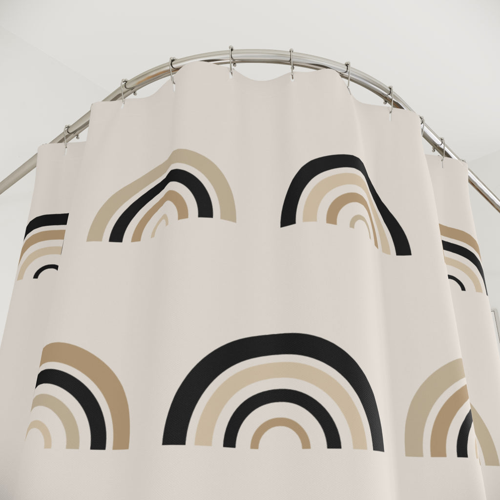 Boho Rainbow Arch Shower Curtain – Earth Tone