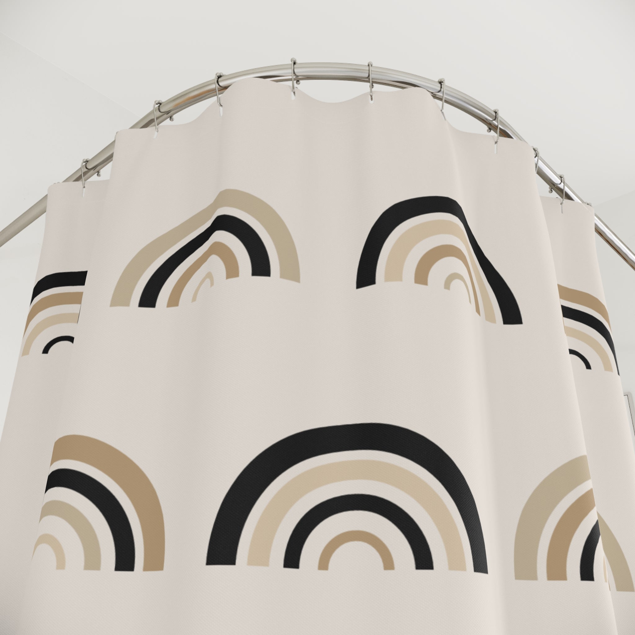 Boho Rainbow Arch Shower Curtain – Earth Tone