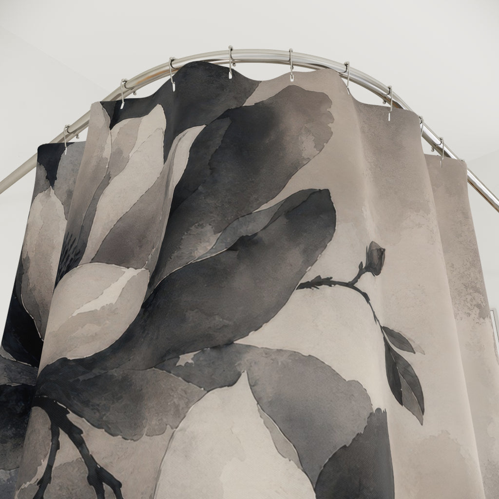 Black & Grey Magnolia Shower Curtain