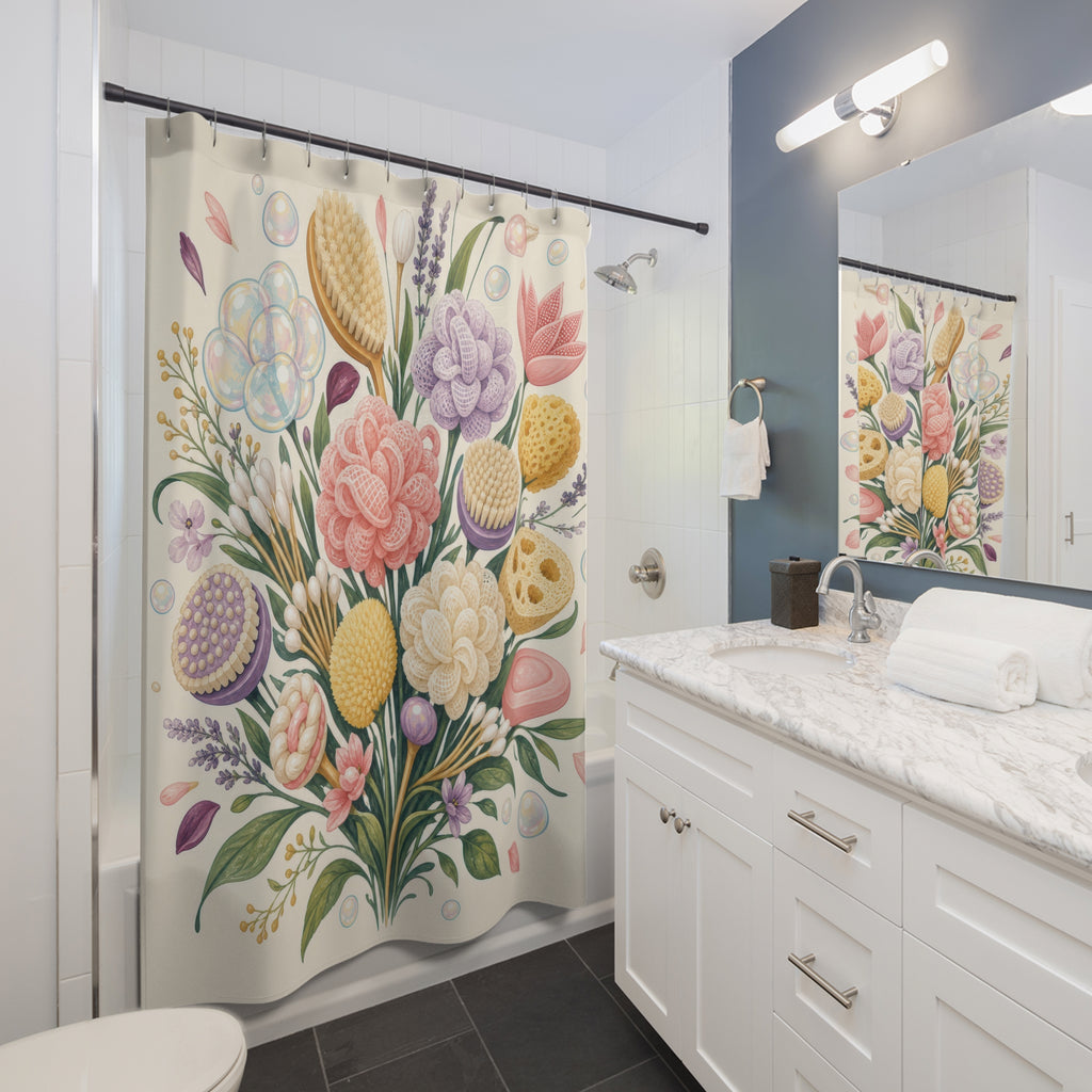 Brush Flower Bouquet Shower Curtain