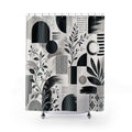 Black White Geometric Floral Shower Curtain