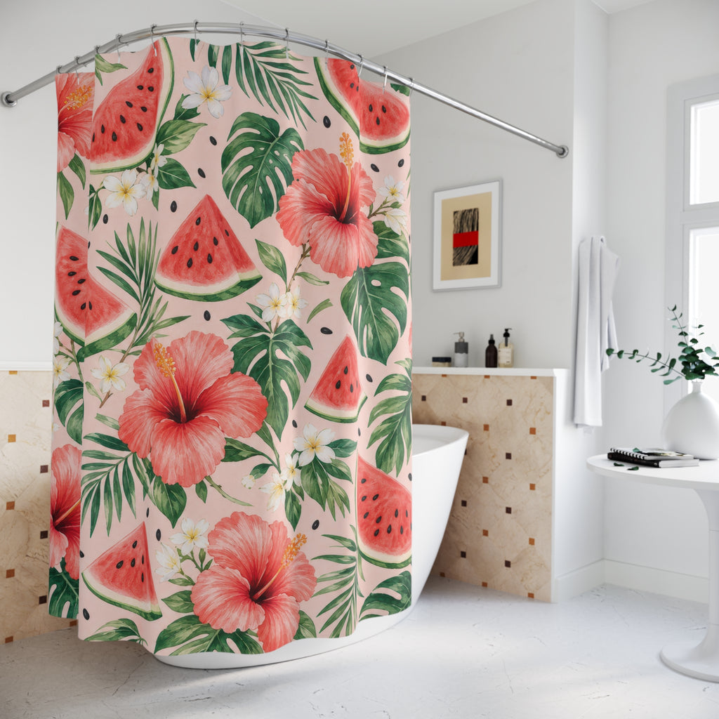 Watermelon Hibiscus Shower Curtain