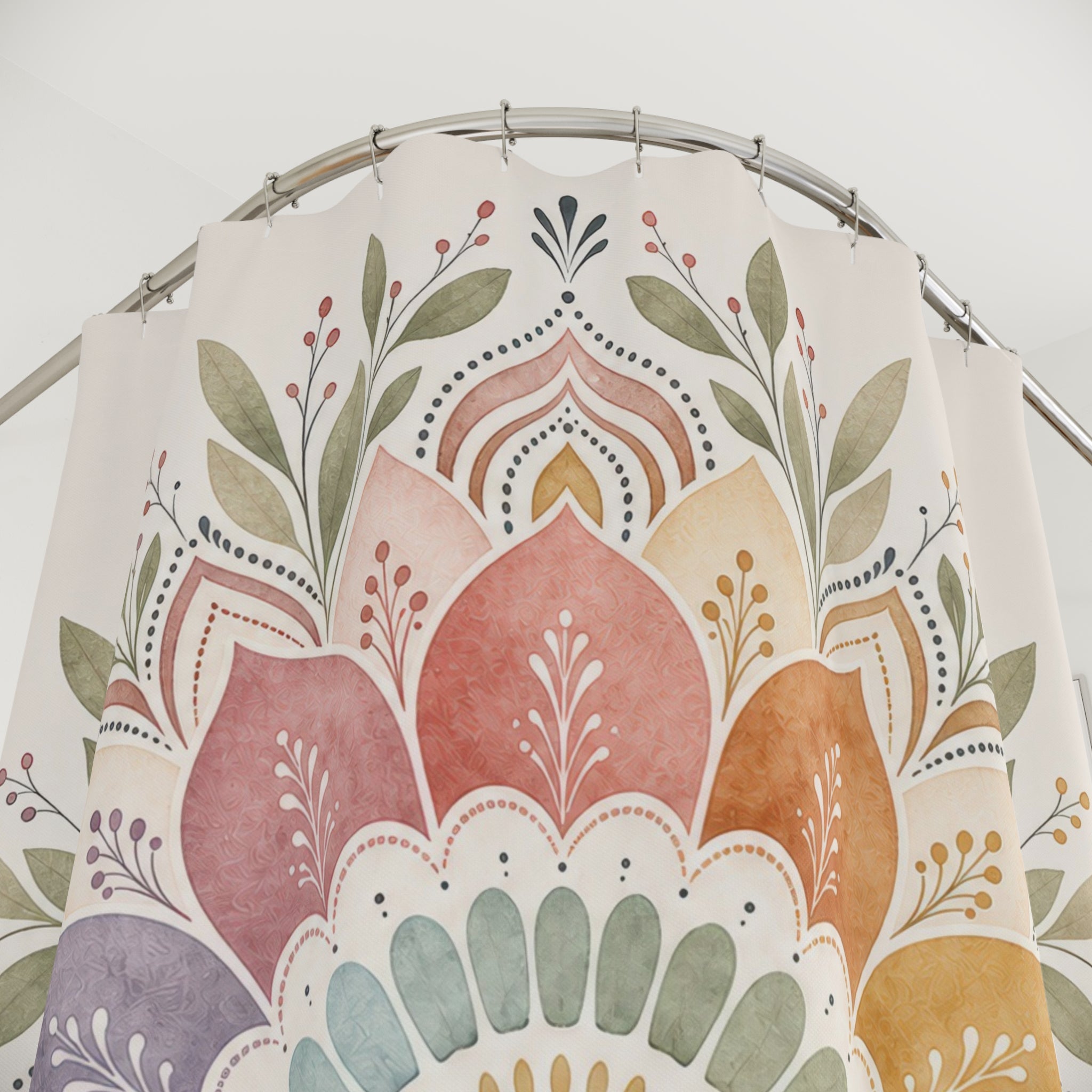 Pastel Floral Medallion Shower Curtain
