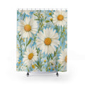 Daisy Shower Curtain: White Yellow Floral Pattern