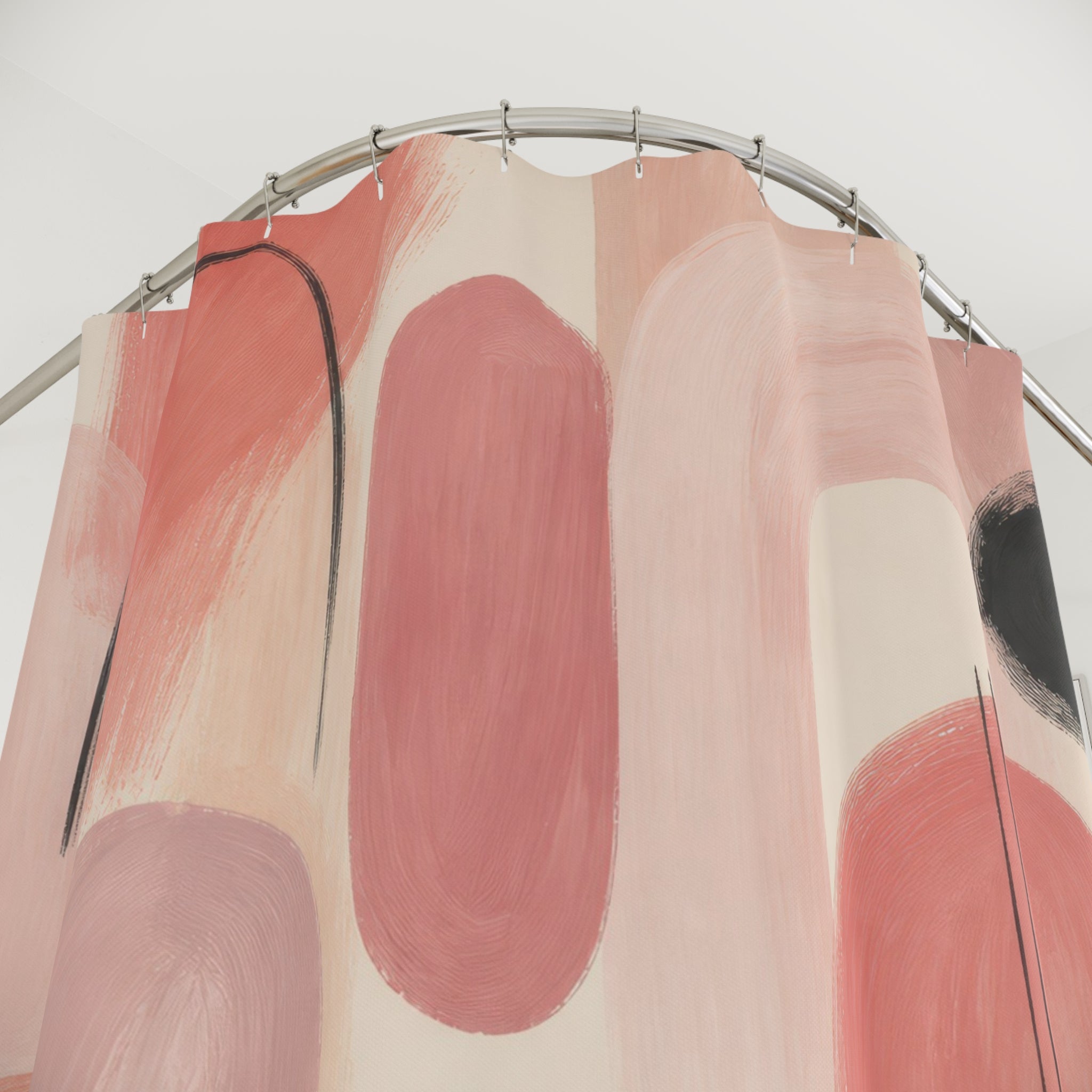 Mid Century Abstract Pink Shower Curtain