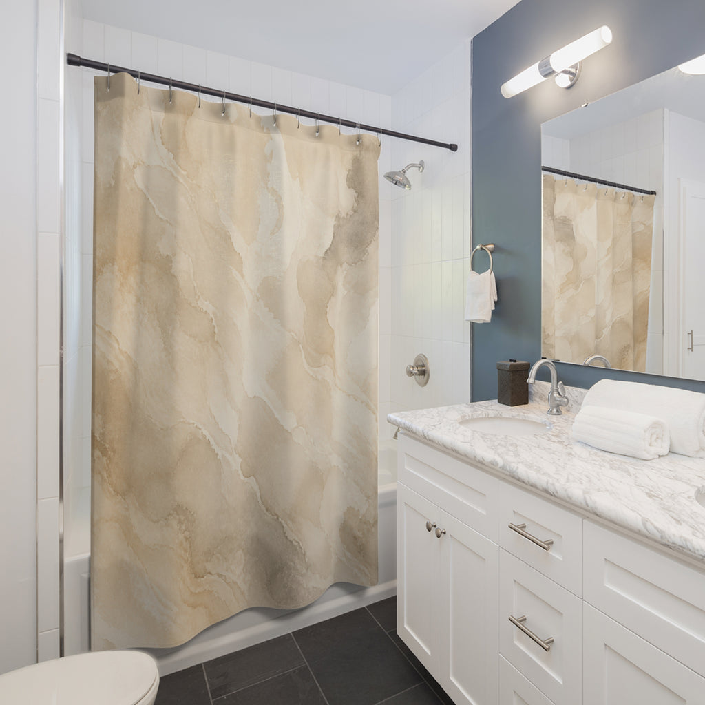 Neutral Marble Stone Shower Curtain