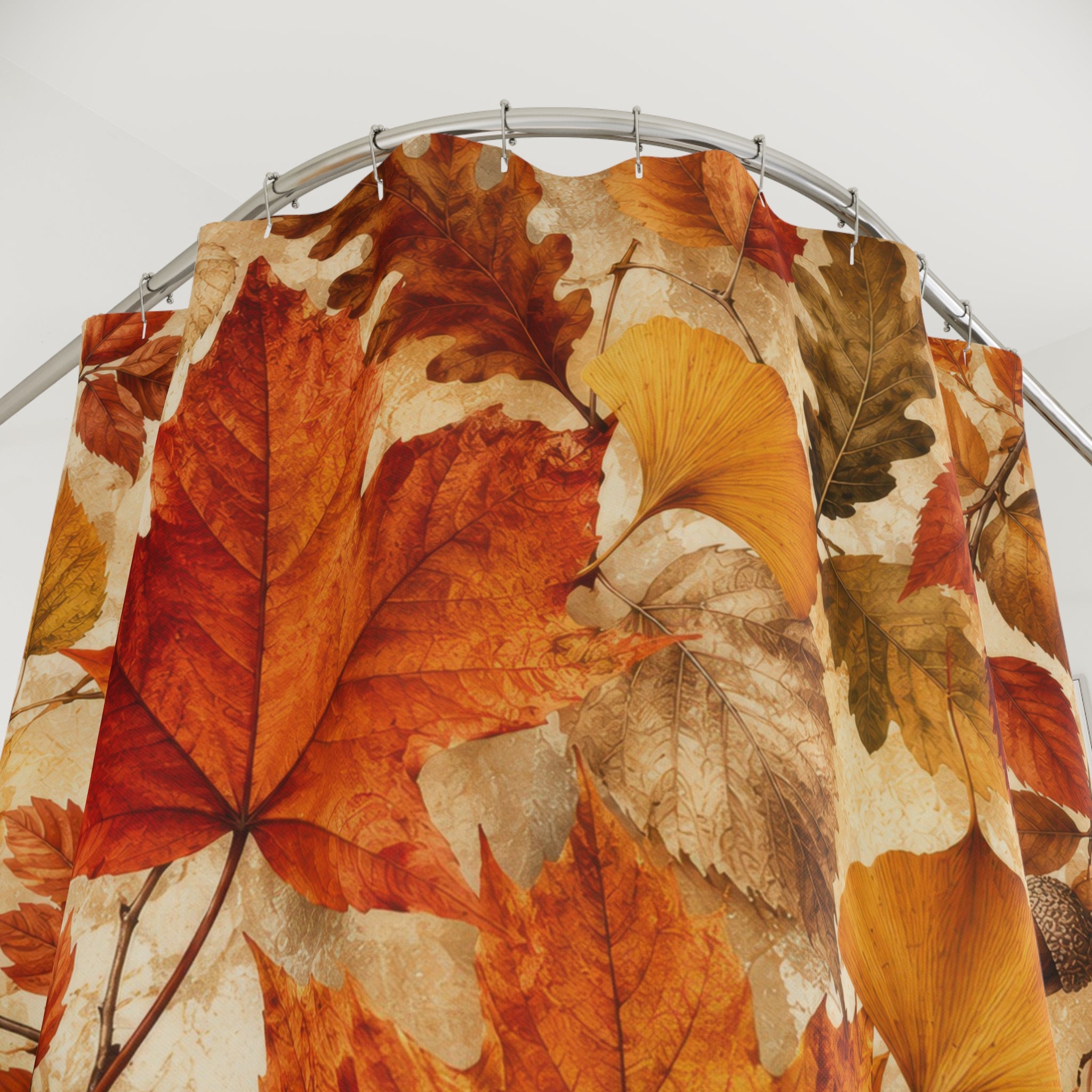 Autumn Leaves Shower Curtain: Orange Brown
