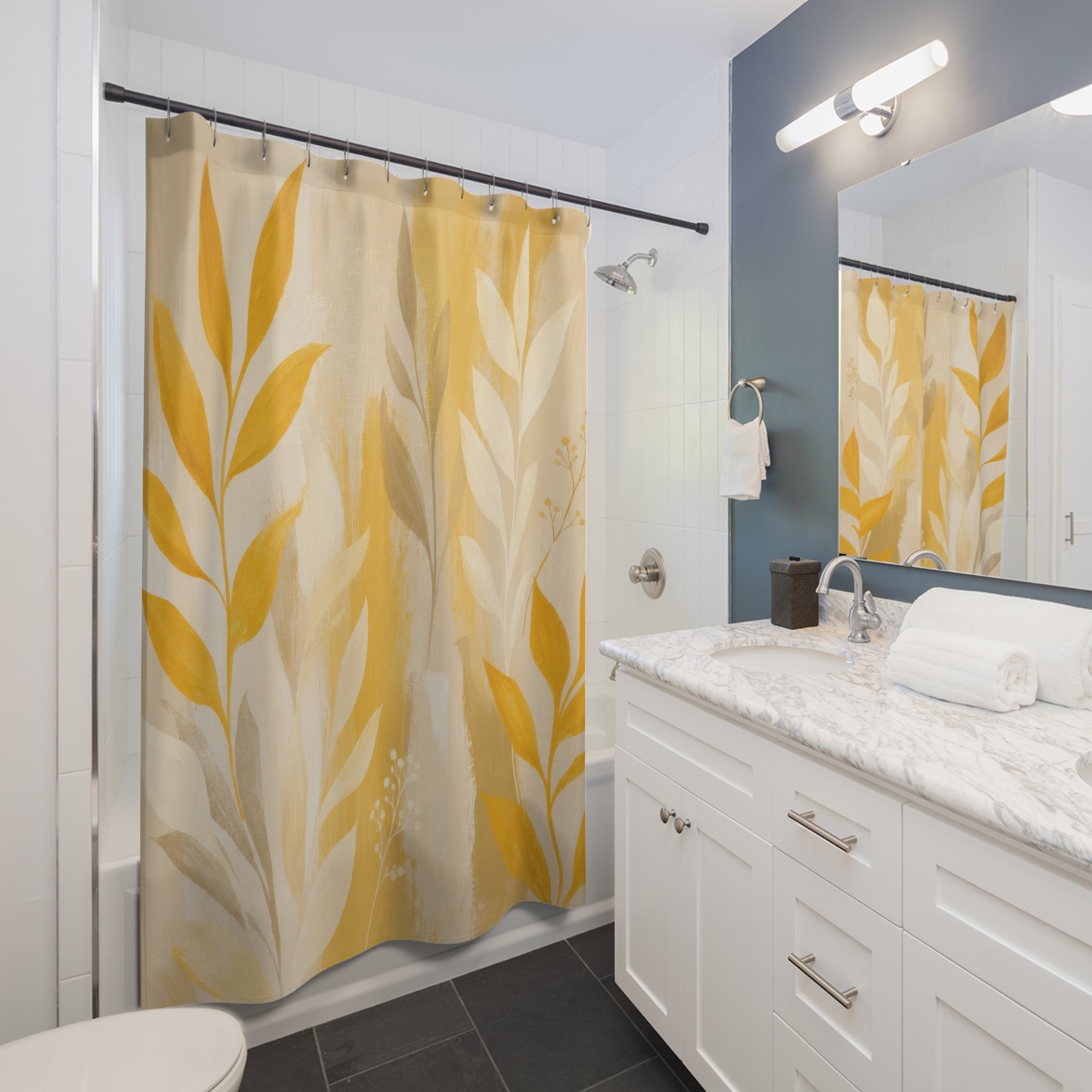 Painterly Yellow Shower Curtain