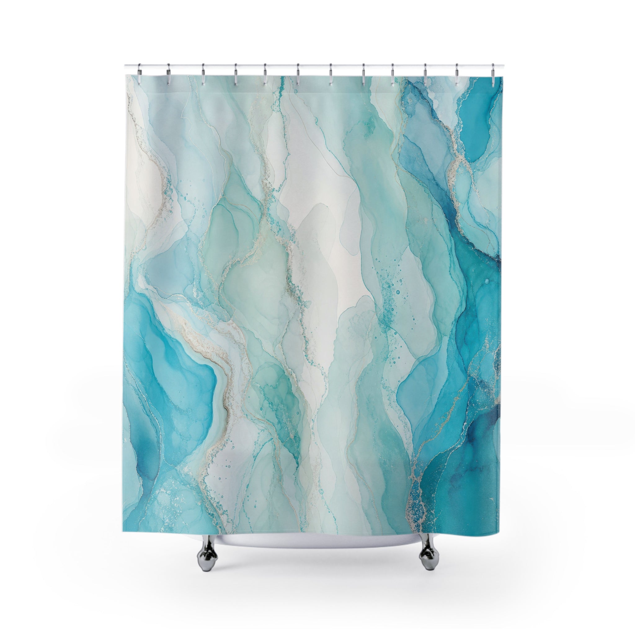Turquoise Abstract Shower Curtain