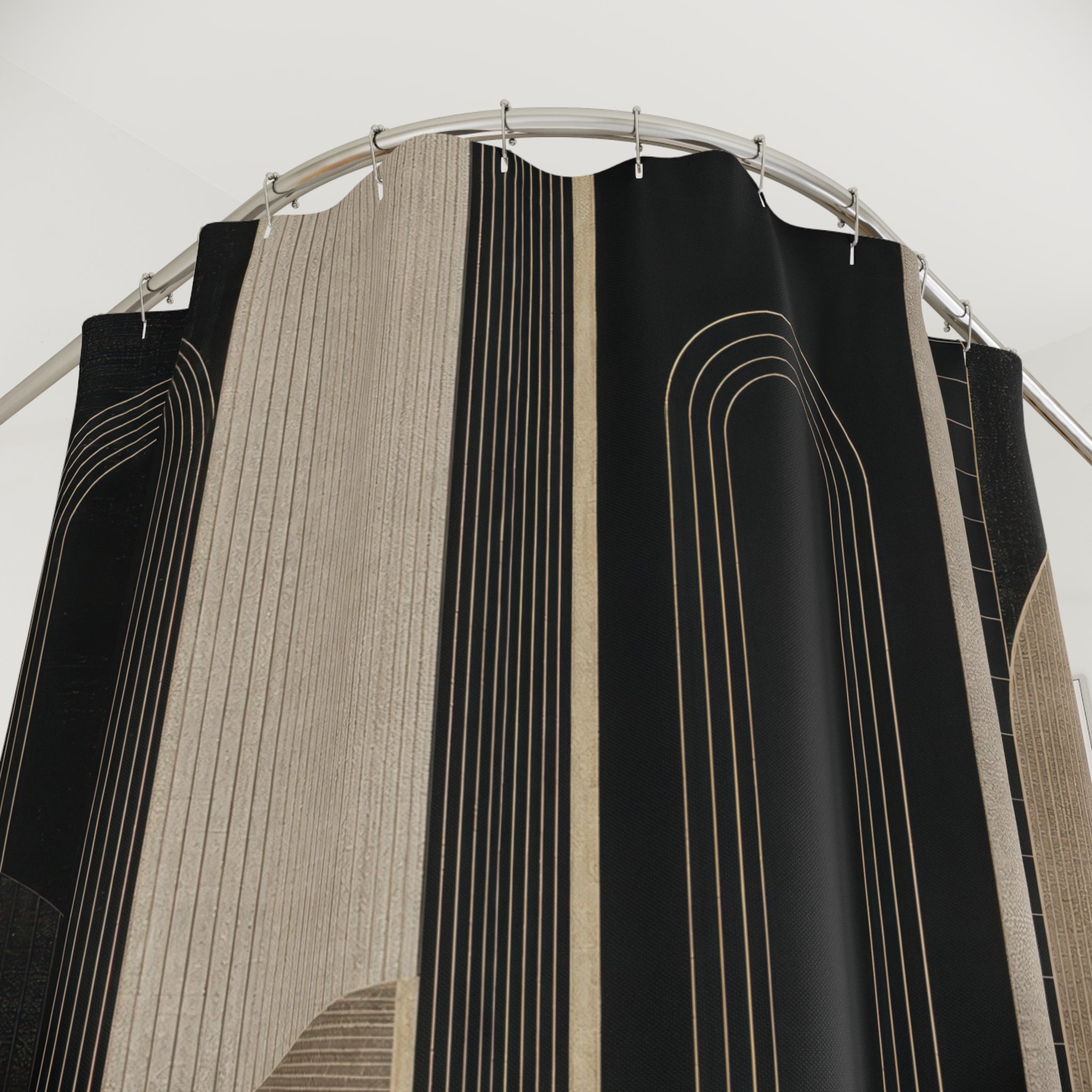 Black and Beige Art Deco Shower Curtain