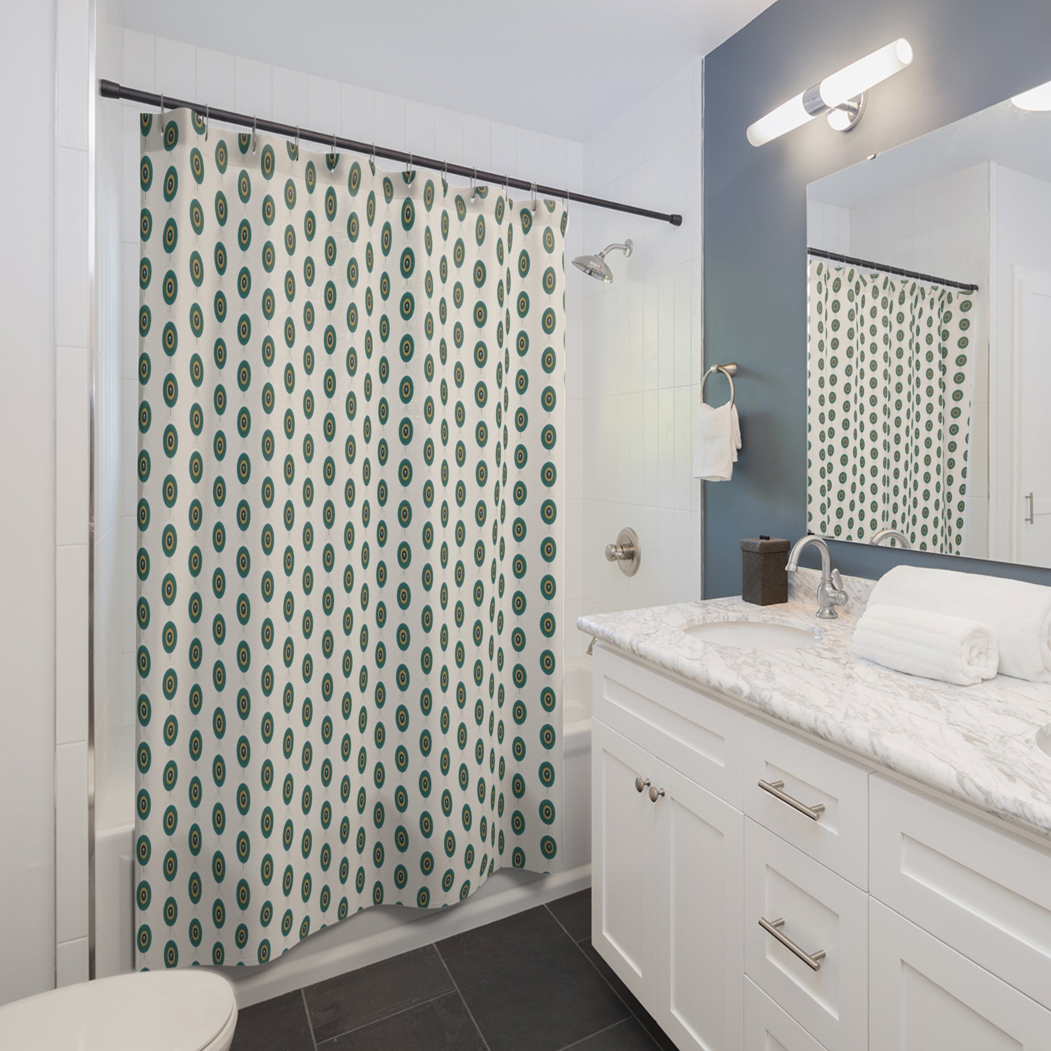 Art Nouveau Peacock Shower Curtain – Teal & Gold