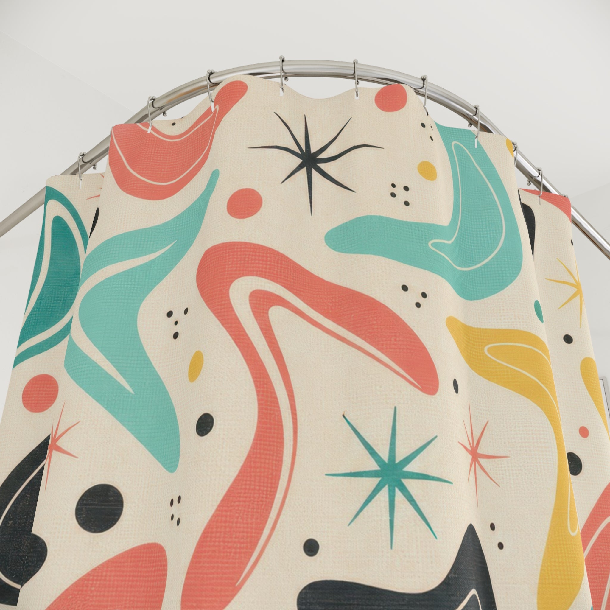 Mid Century Boomerang Atomic Retro Shower Curtain