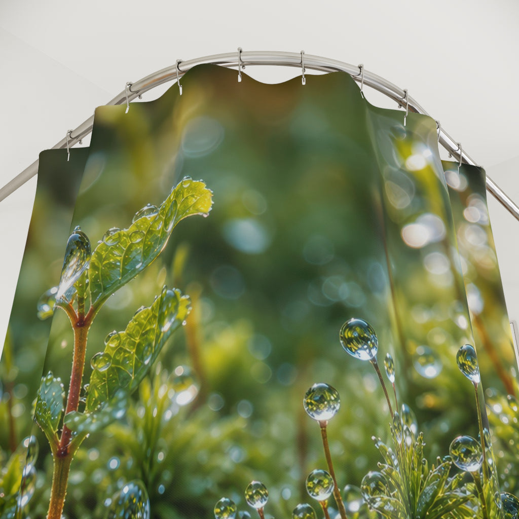 Macro Dew Moss Fine Art Photo Shower Curtain