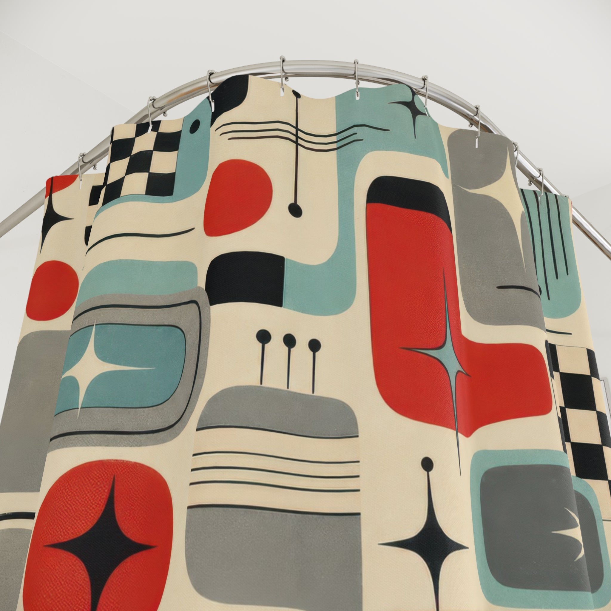 Retro Diner Geometric Shower Curtain