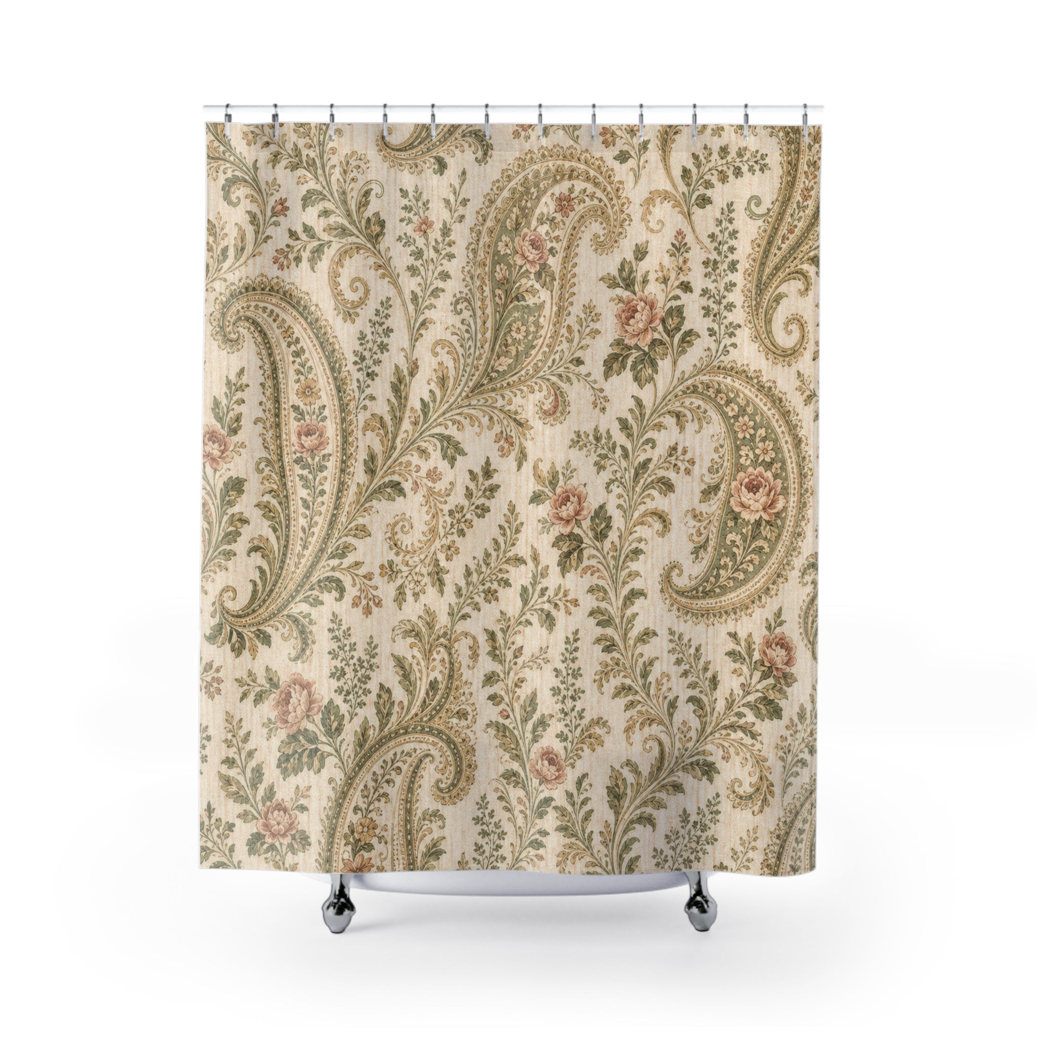 Green Paisley Shower Curtain