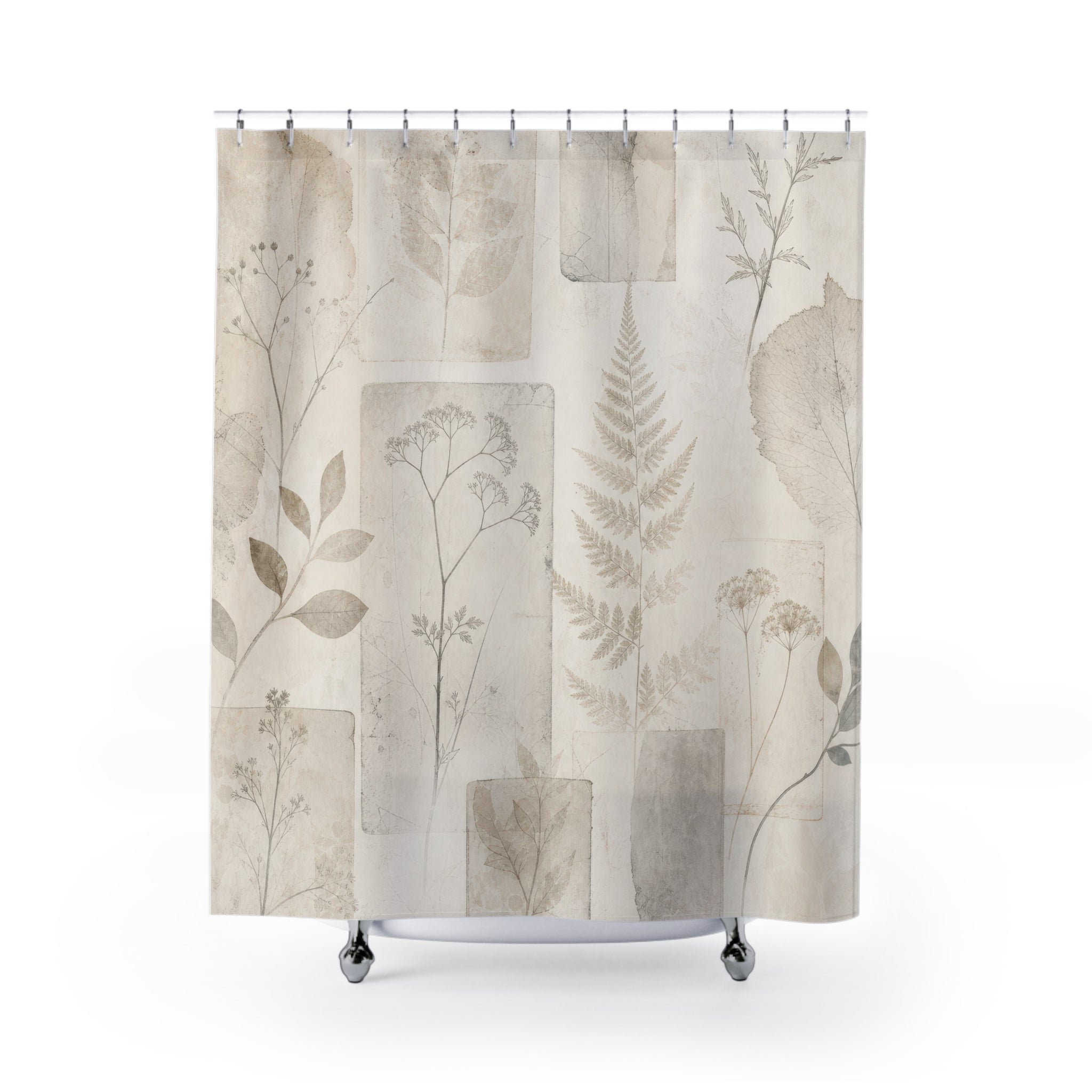 Pressed Flower Leaf Collage Shower Curtain