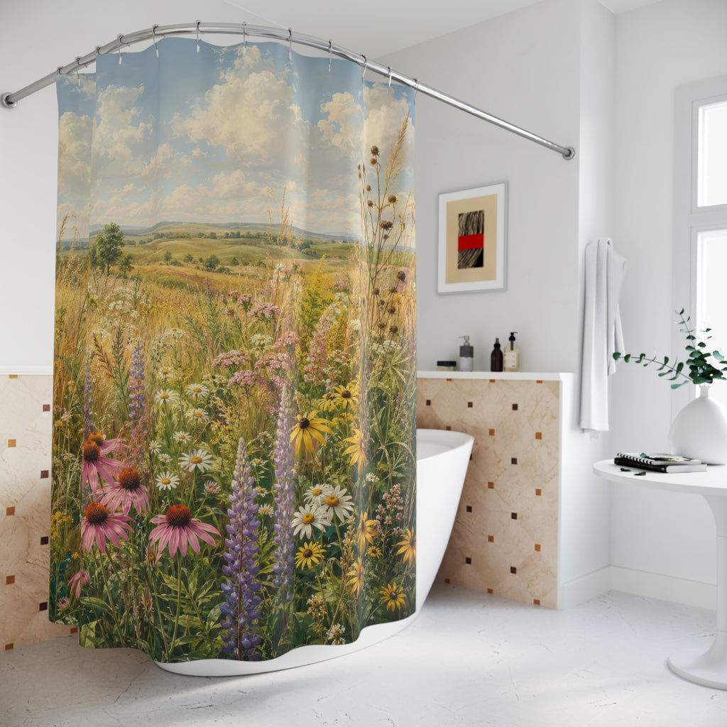 Wildflower Prairie Shower Curtain: Golden Meadow Floral