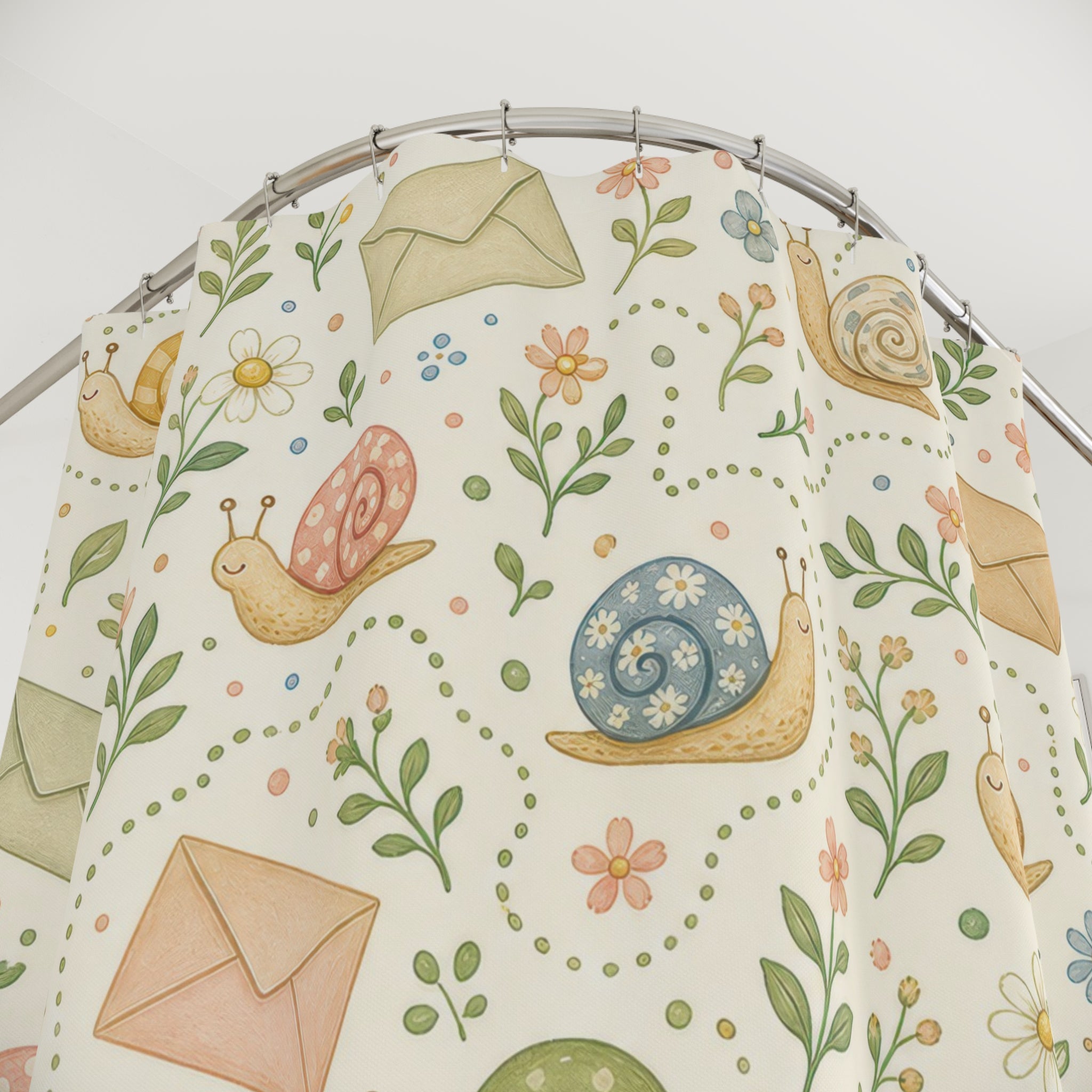 Cute Cottagecore Snail Shower Curtain
