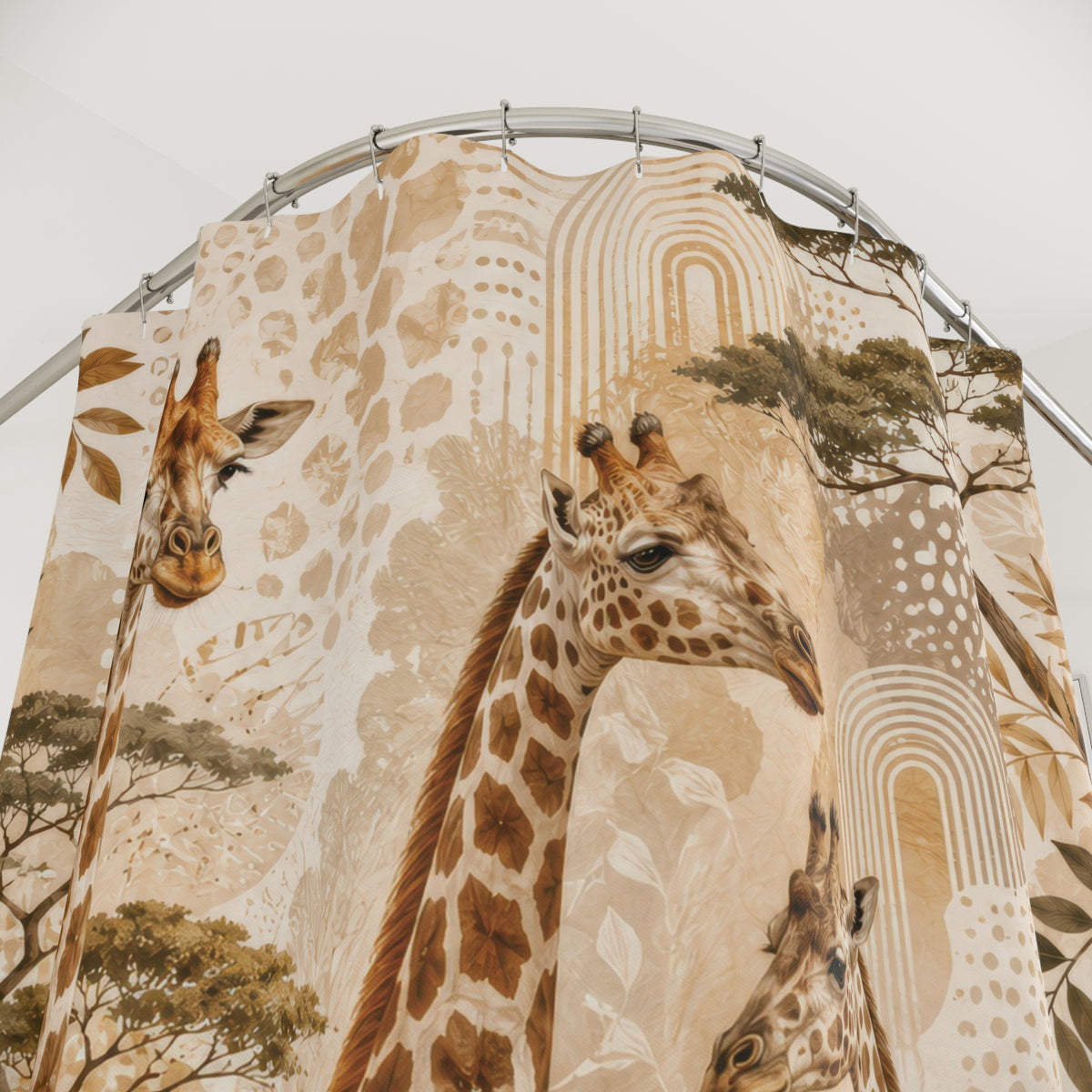 Giraffe Safari Botanical Shower Curtain