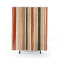 Terracotta Sage Teal Watercolor Stripe Shower Curtain