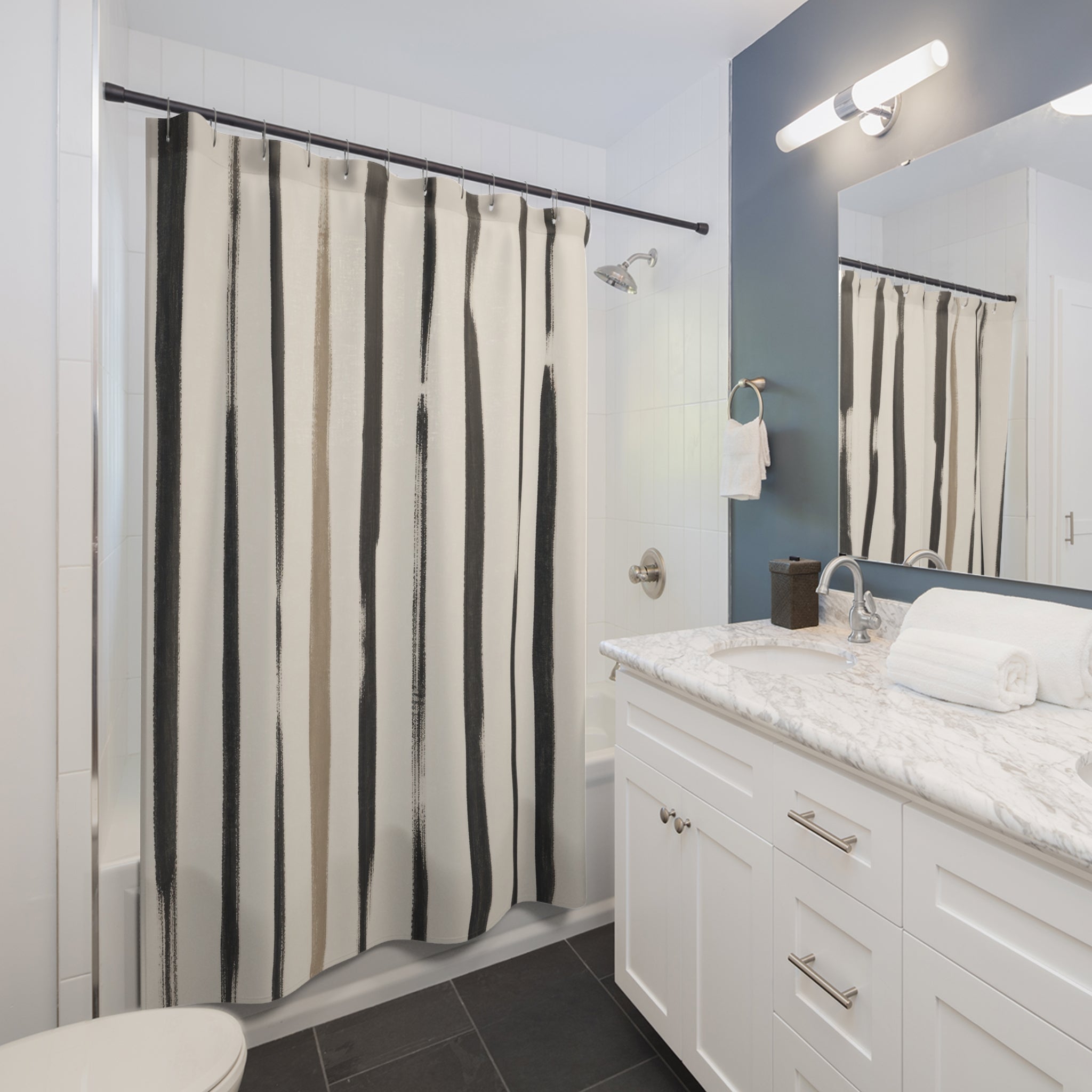 Irregular Brush Stripe Shower Curtain