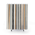 Gray Tan Ivory Pinstripe Shower Curtain