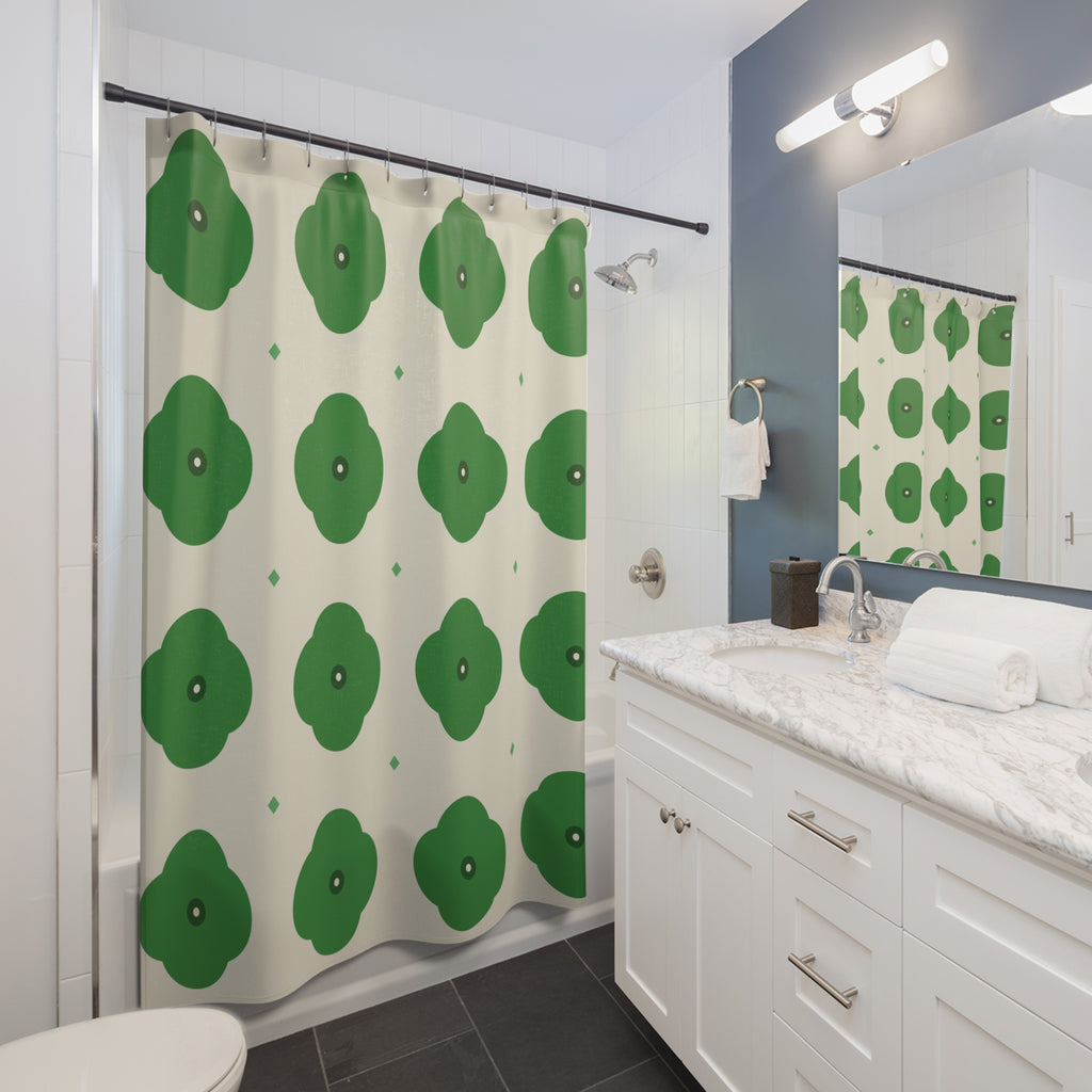 Kelly Green Shower Curtain: Moroccan Quatrefoil