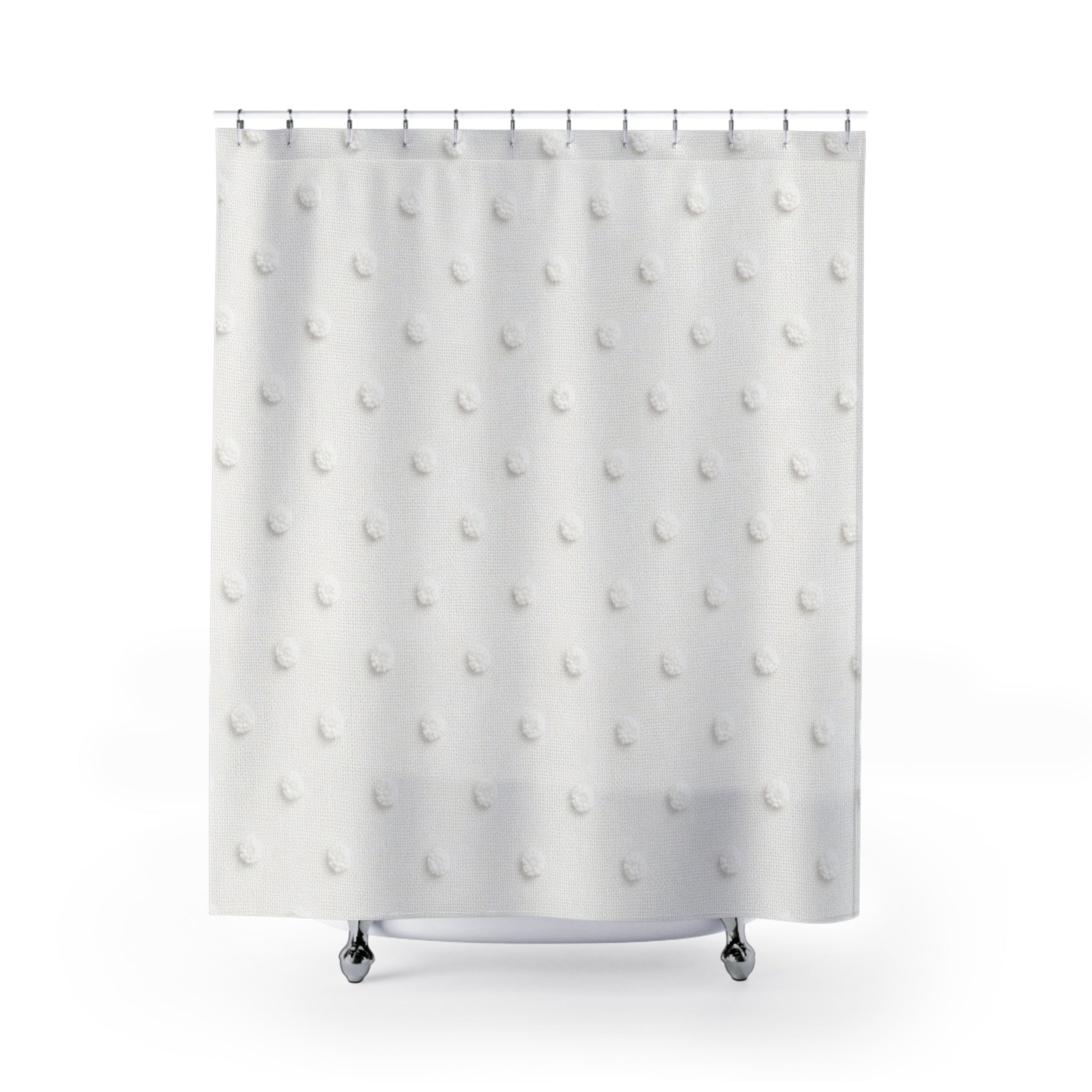 White Swiss Dot Chenille Shower Curtain