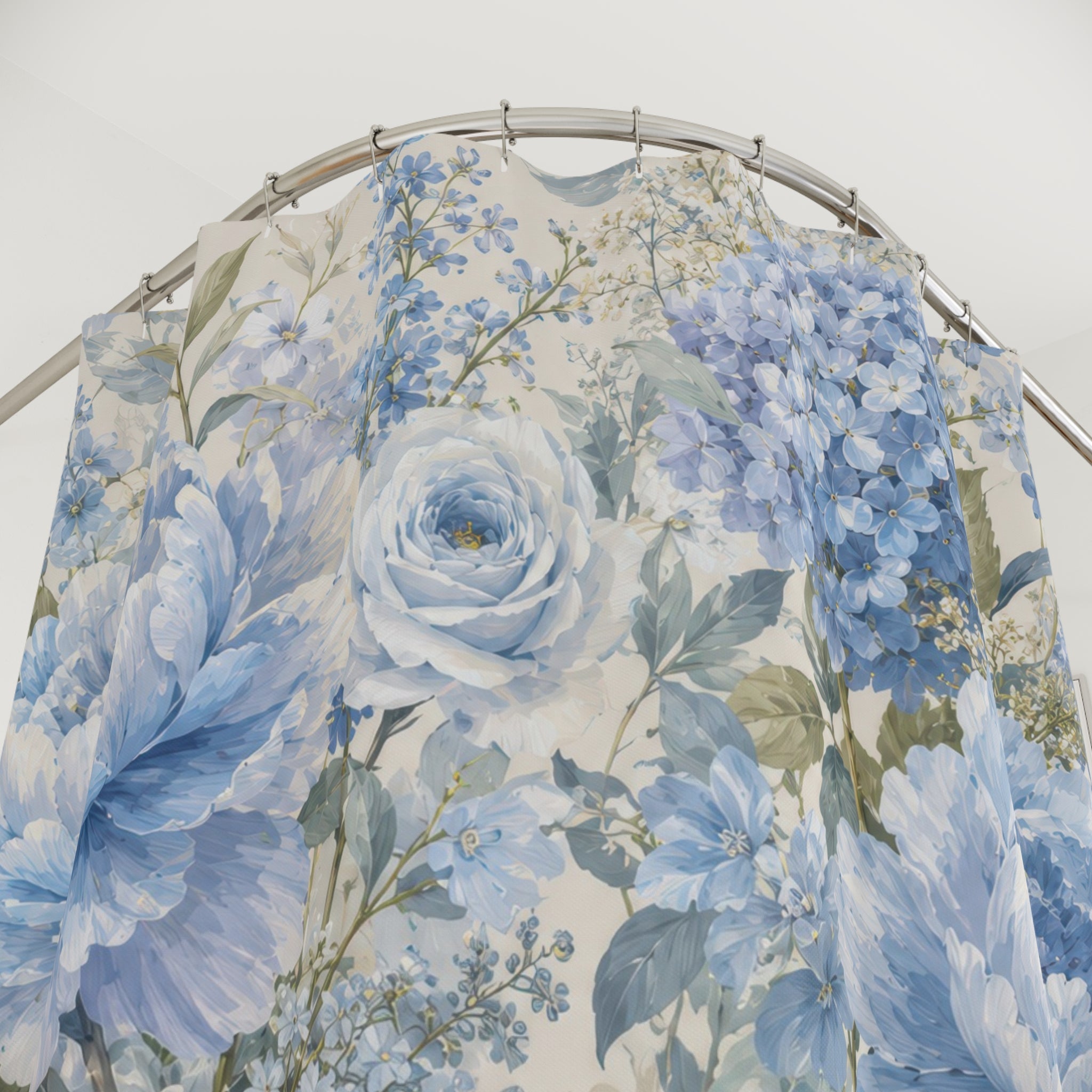 Light Blue Floral Shower Curtain: Blue Hydrangea Flower