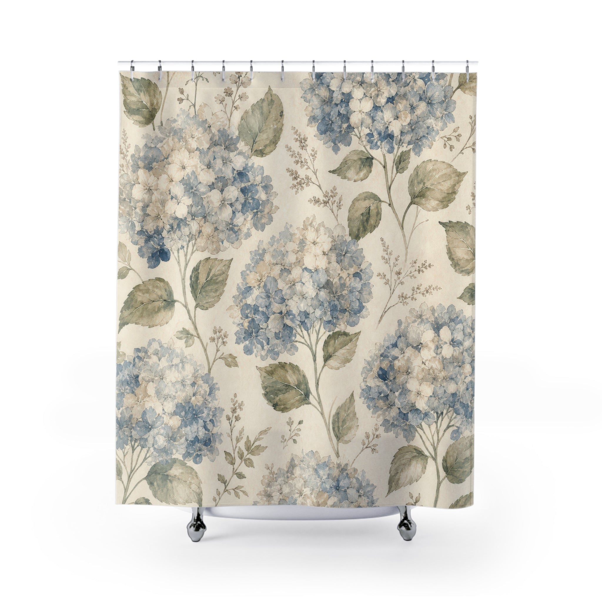 Soft Blue Floral Botanical Shower Curtain