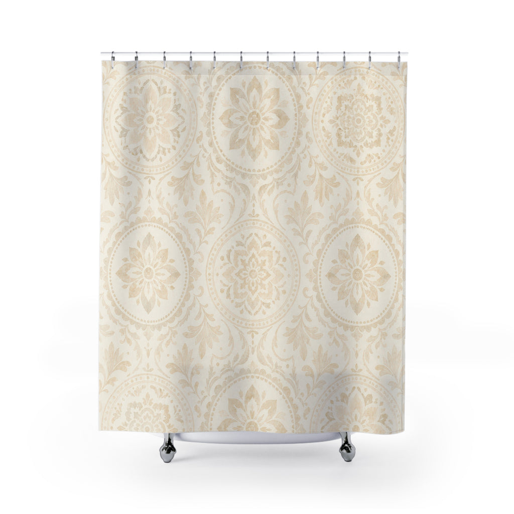 Beige Mandala Medallion Shower Curtain